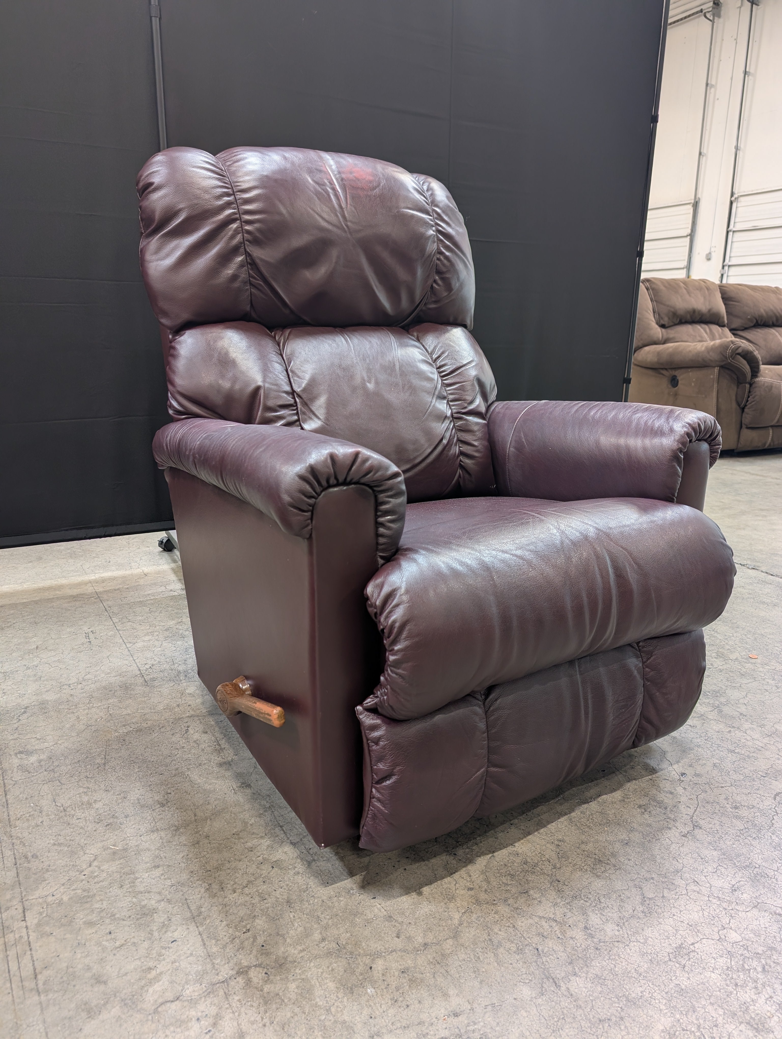 Burgundy Leather LaZboy Reclining Armchair