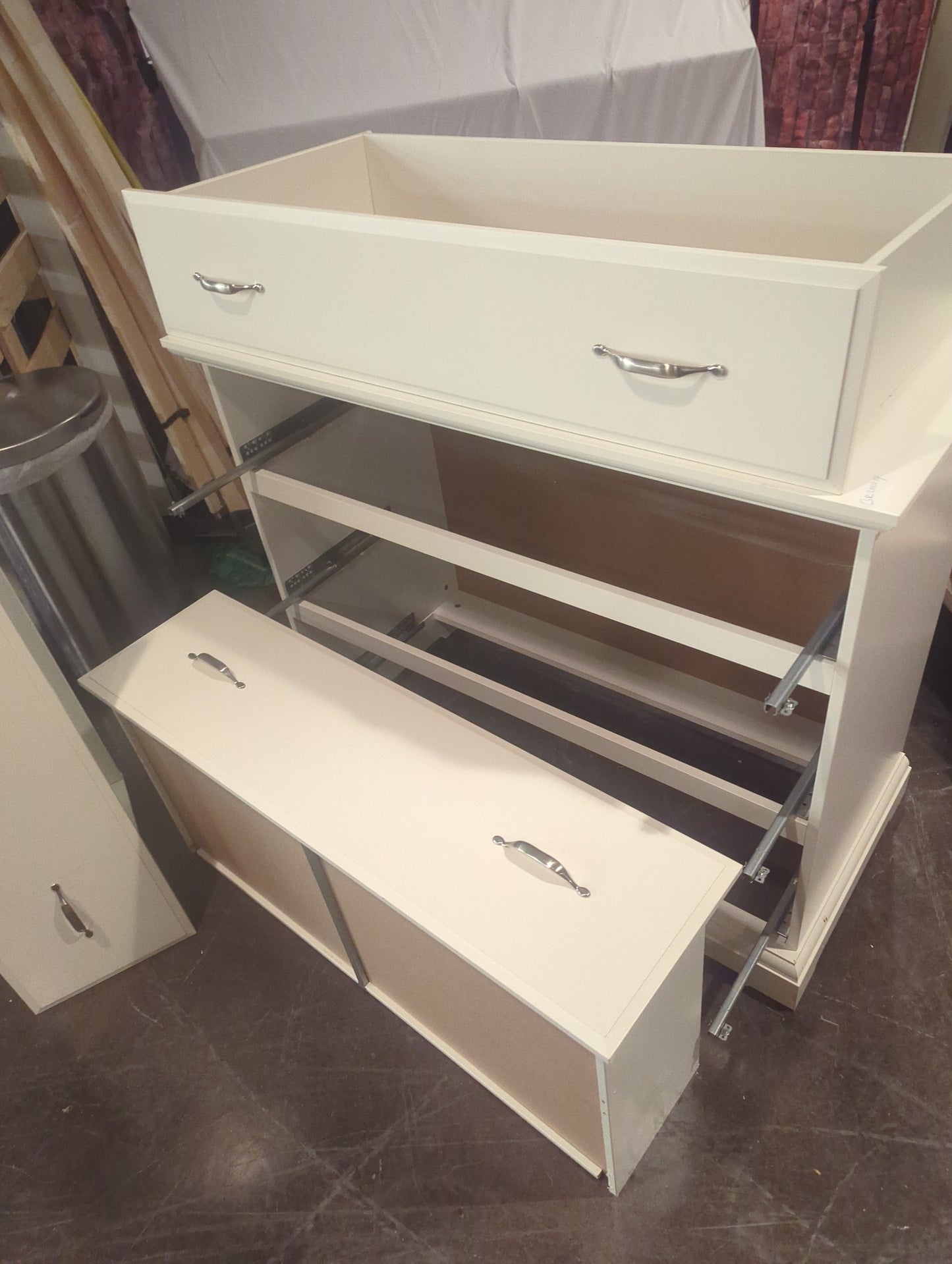 White dresser with silver pulls