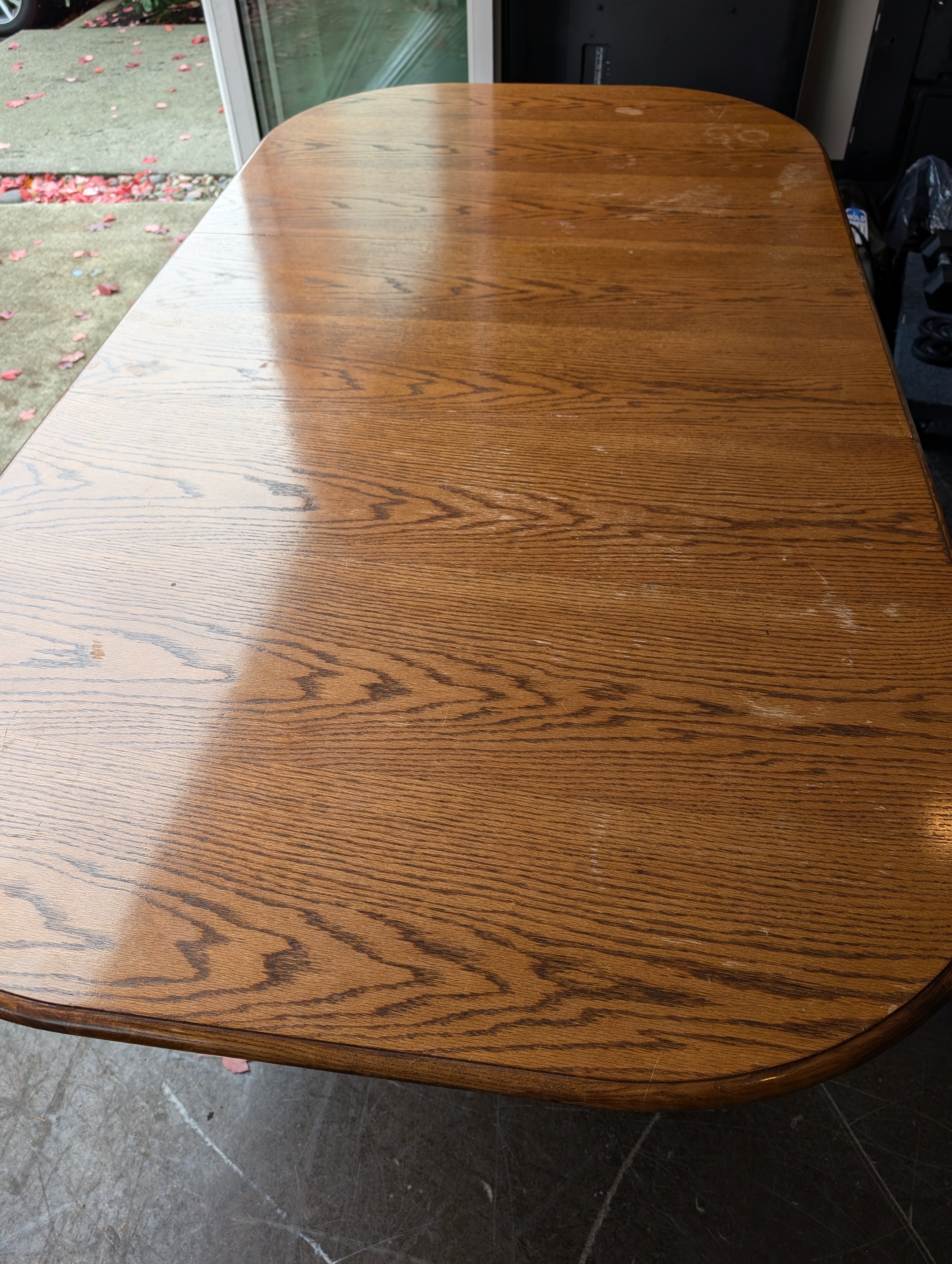 Classic Wood Dining Table Set with seven Windsor Chairs