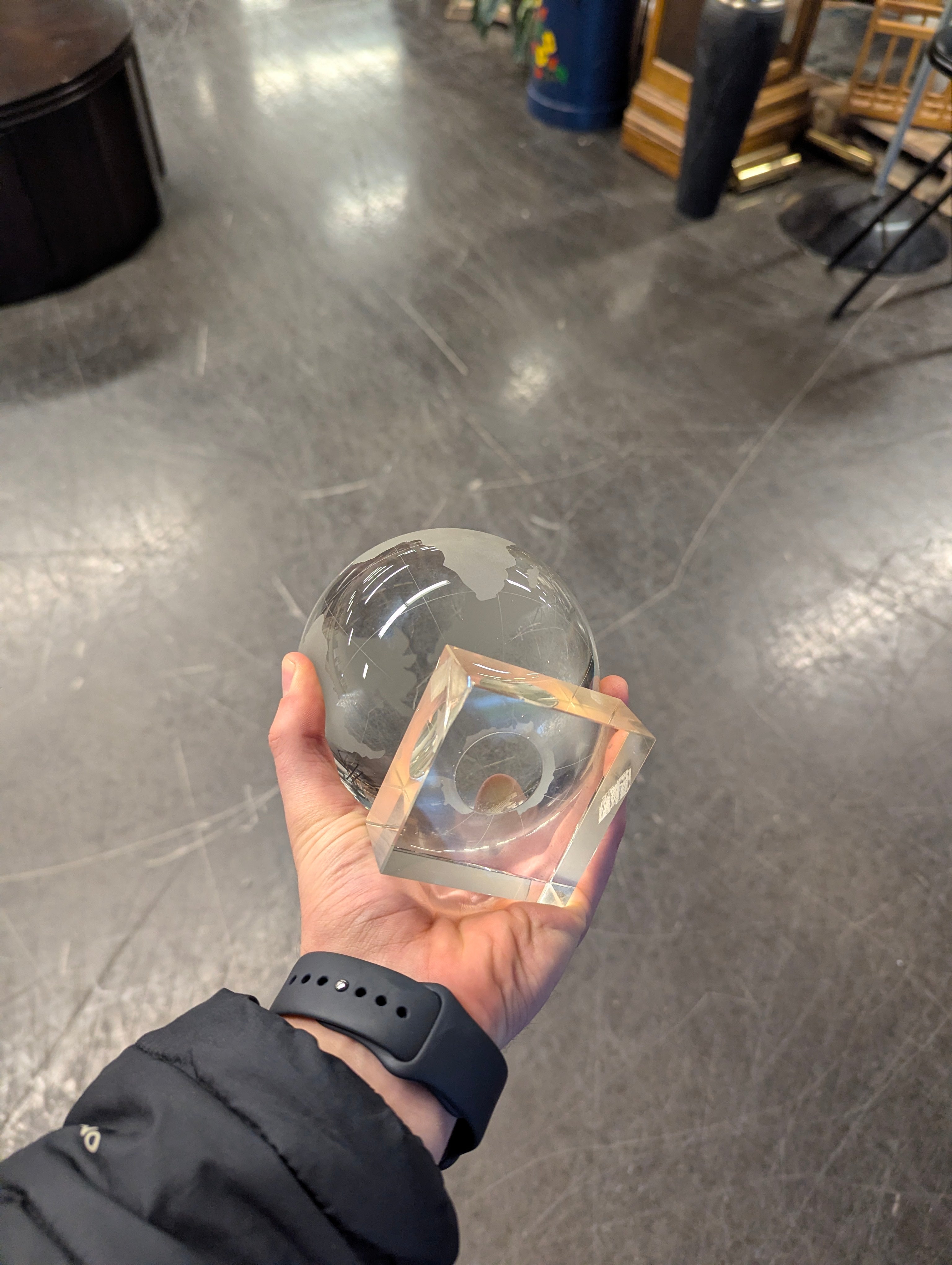 Clear Glass World Map Globe Decorative Sphere Paperweight