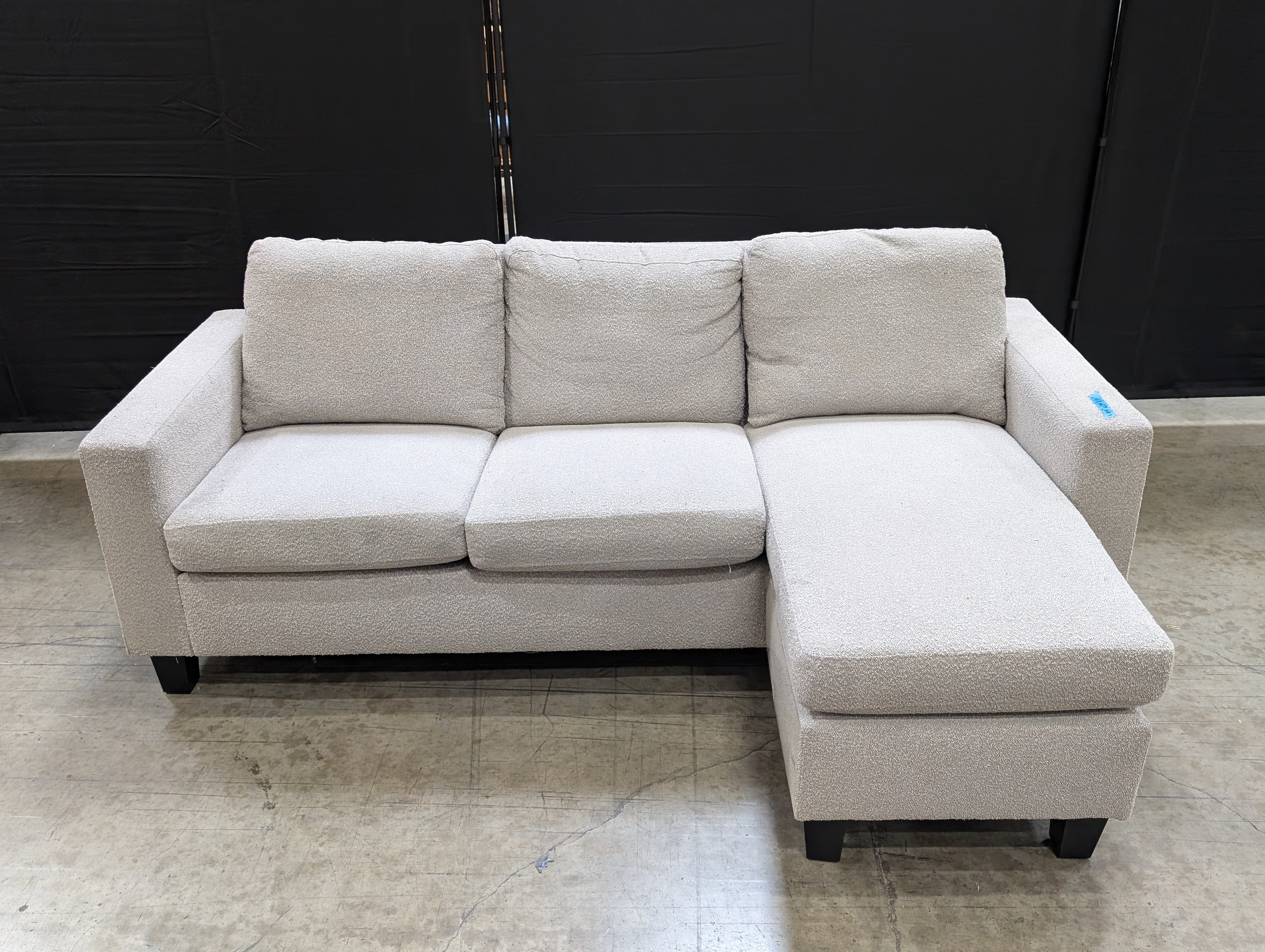 Modern Two-Tone Boucle Sofa with Integrated Ottoman