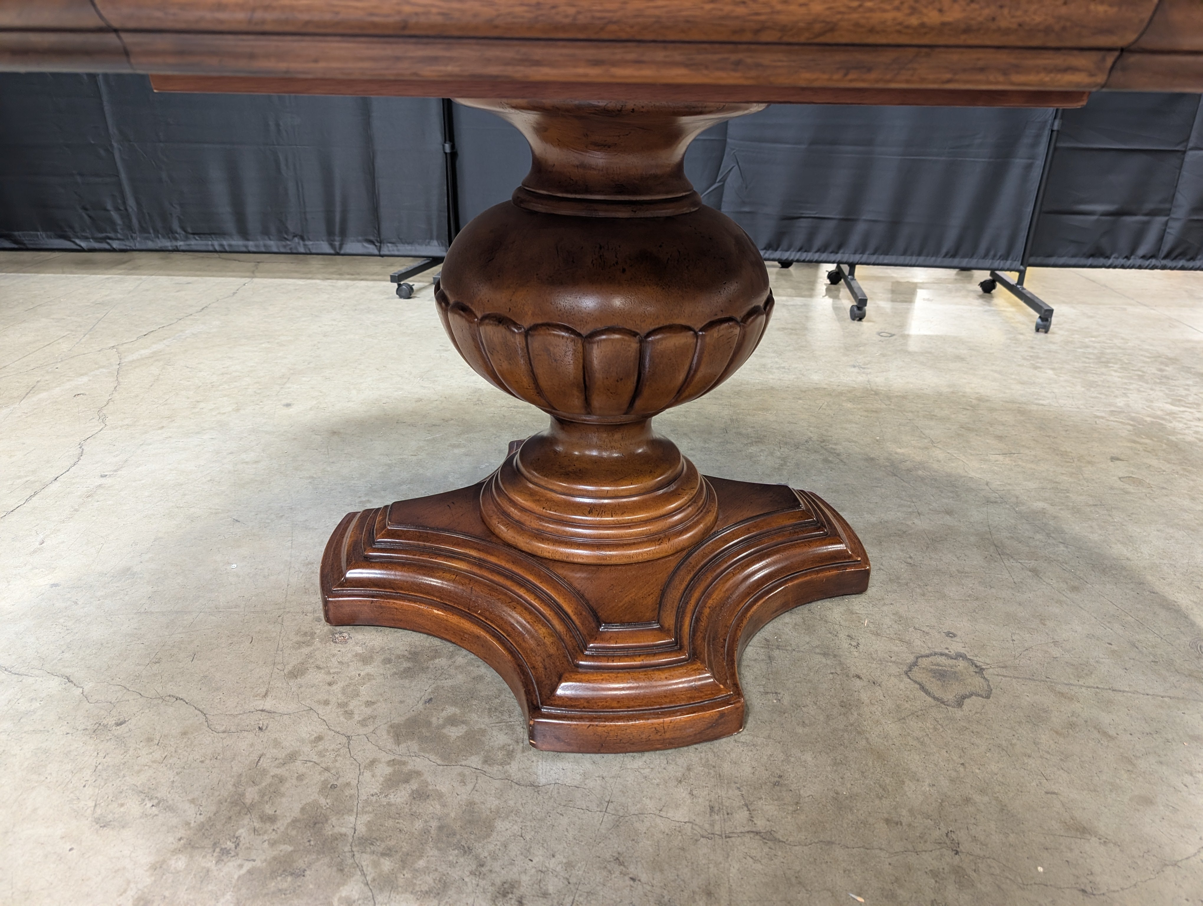 Round Inlaid Wood Pedestal Dining Table
