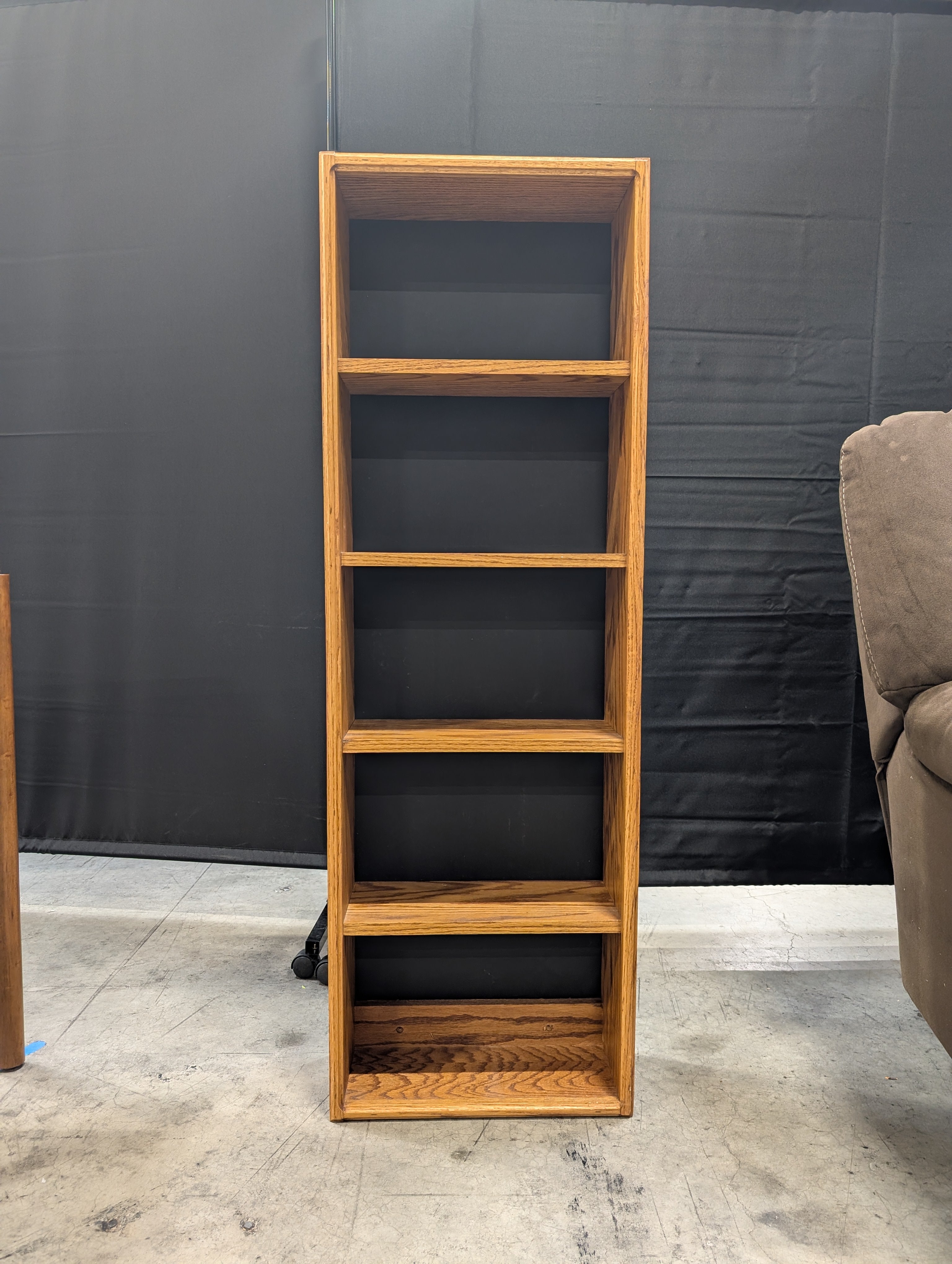 Medium Tone Wood Four-Shelf Bookcase