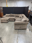 Versatile Brown Fabric Modular Sofa Sections - Five piece Set