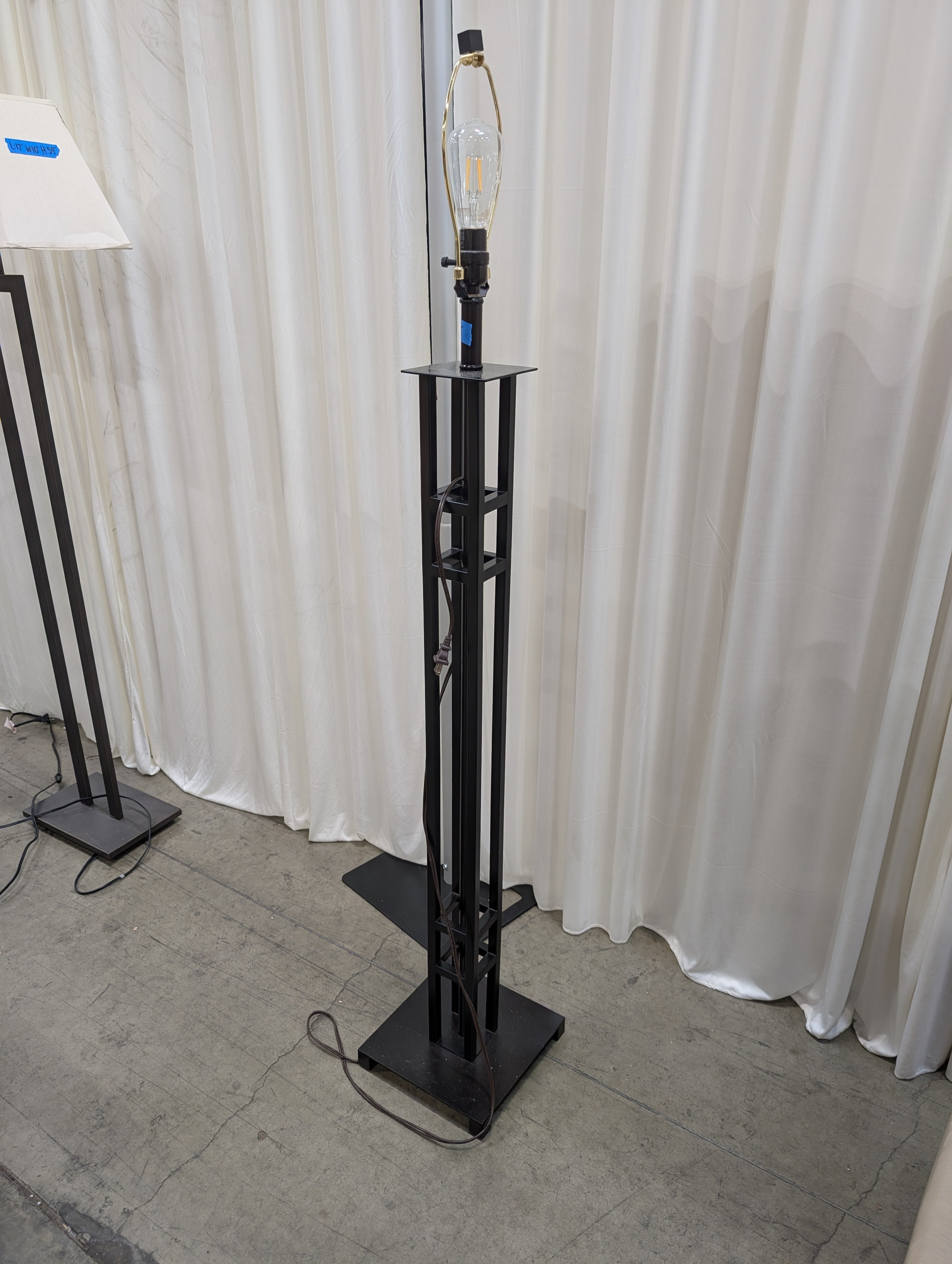 Black Mission Style Floor Lamp in Metal
