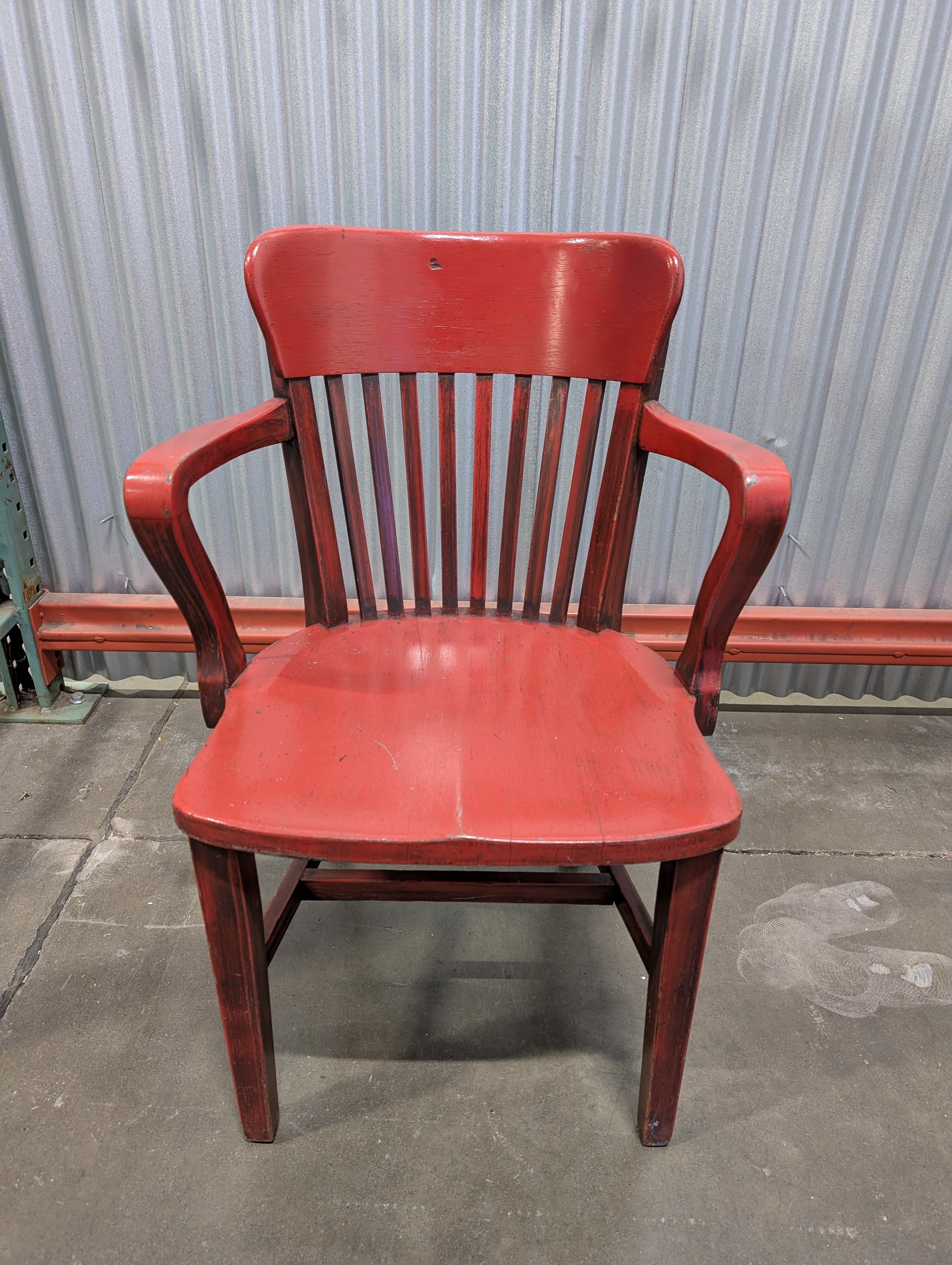 Charming Red Wooden Armchair