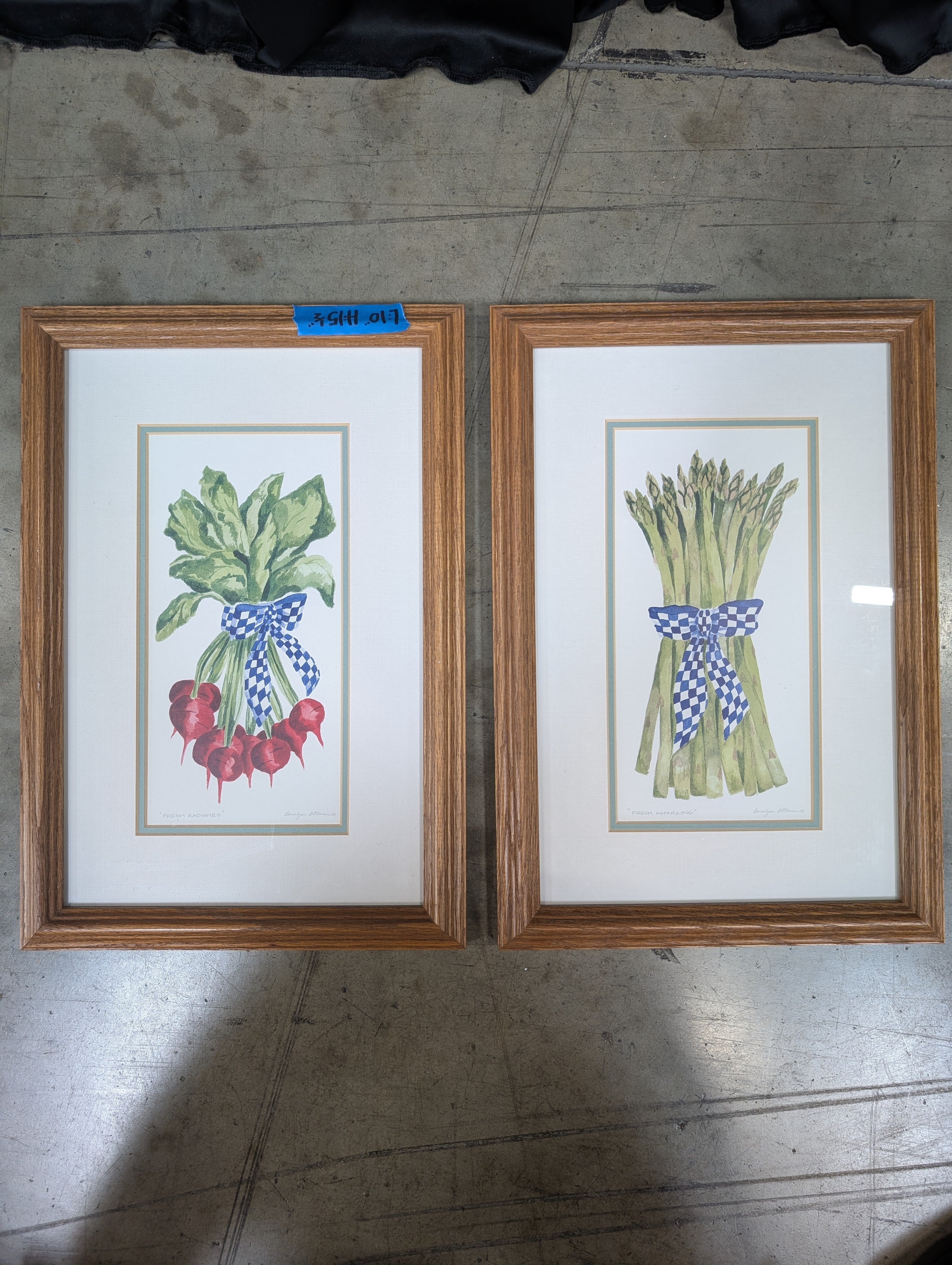 set of two Marilyn Robertson Asparagus and Radishes Framed Print in Wood
