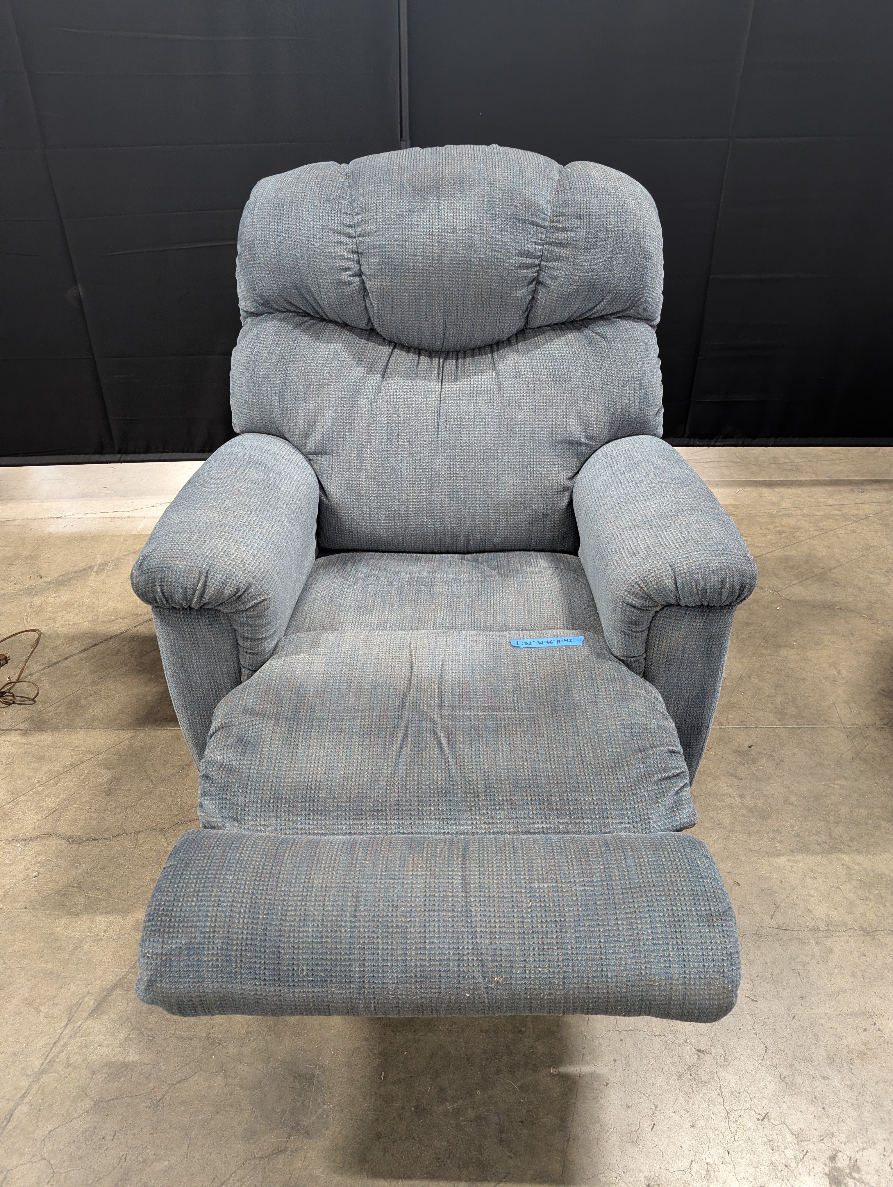 Overstuffed LaZboy Slate Blue Swivel Recliner in Fabric