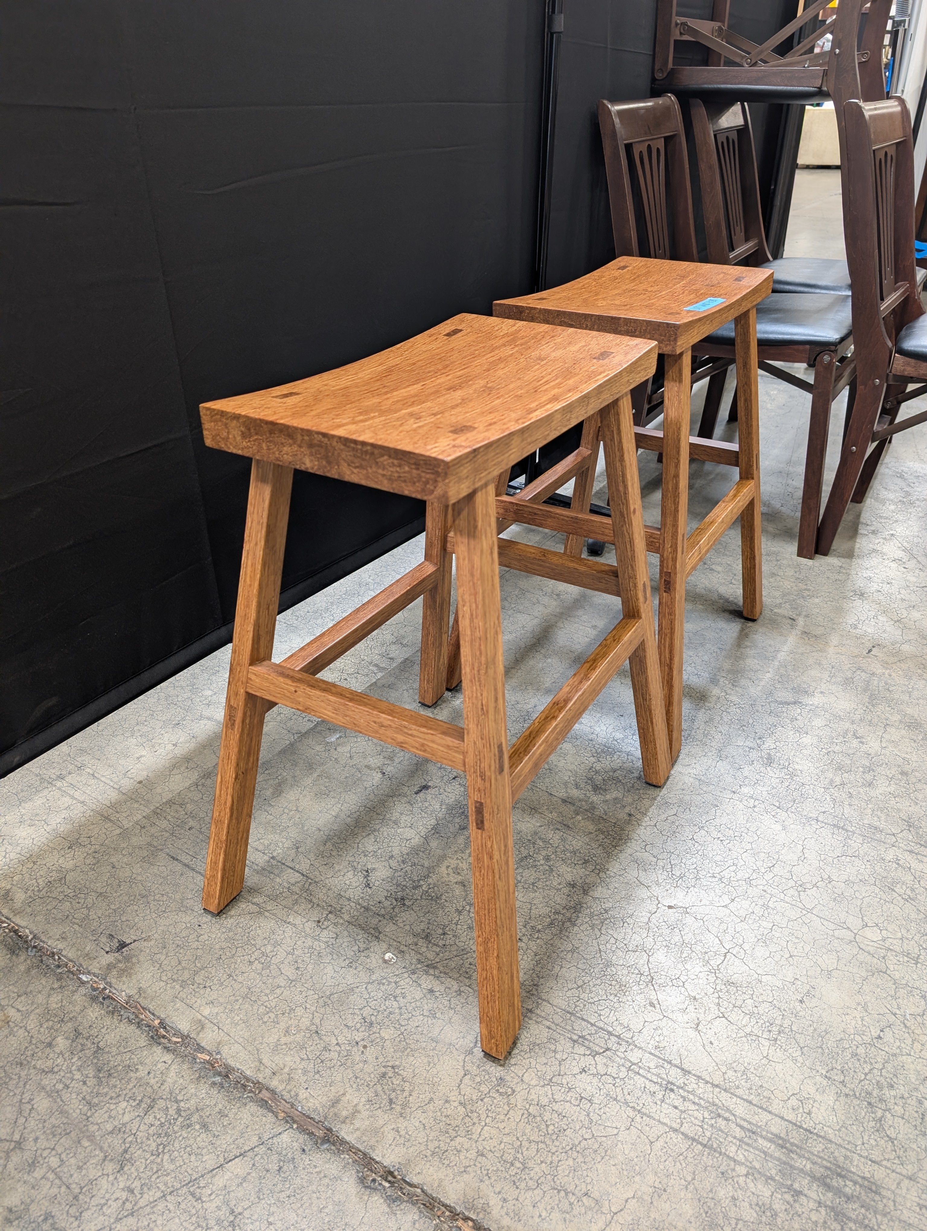 Pair of Mission Style Bar Stool in Wood