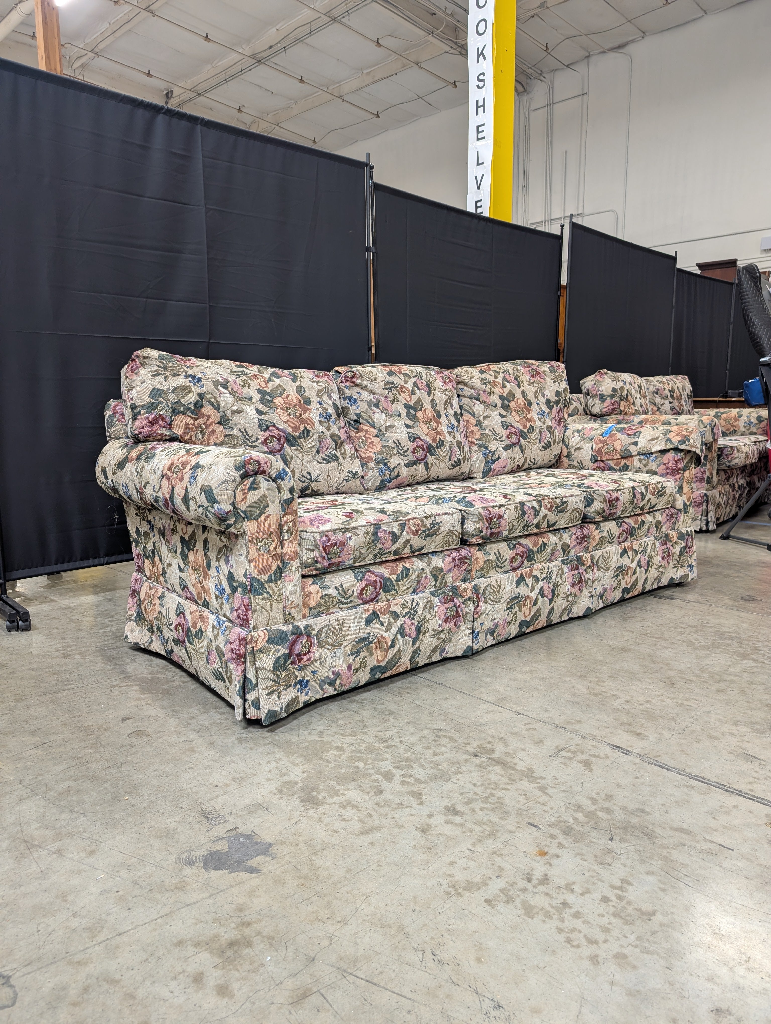 Lane Upholstery Botanical Print Three-Seat Sofa