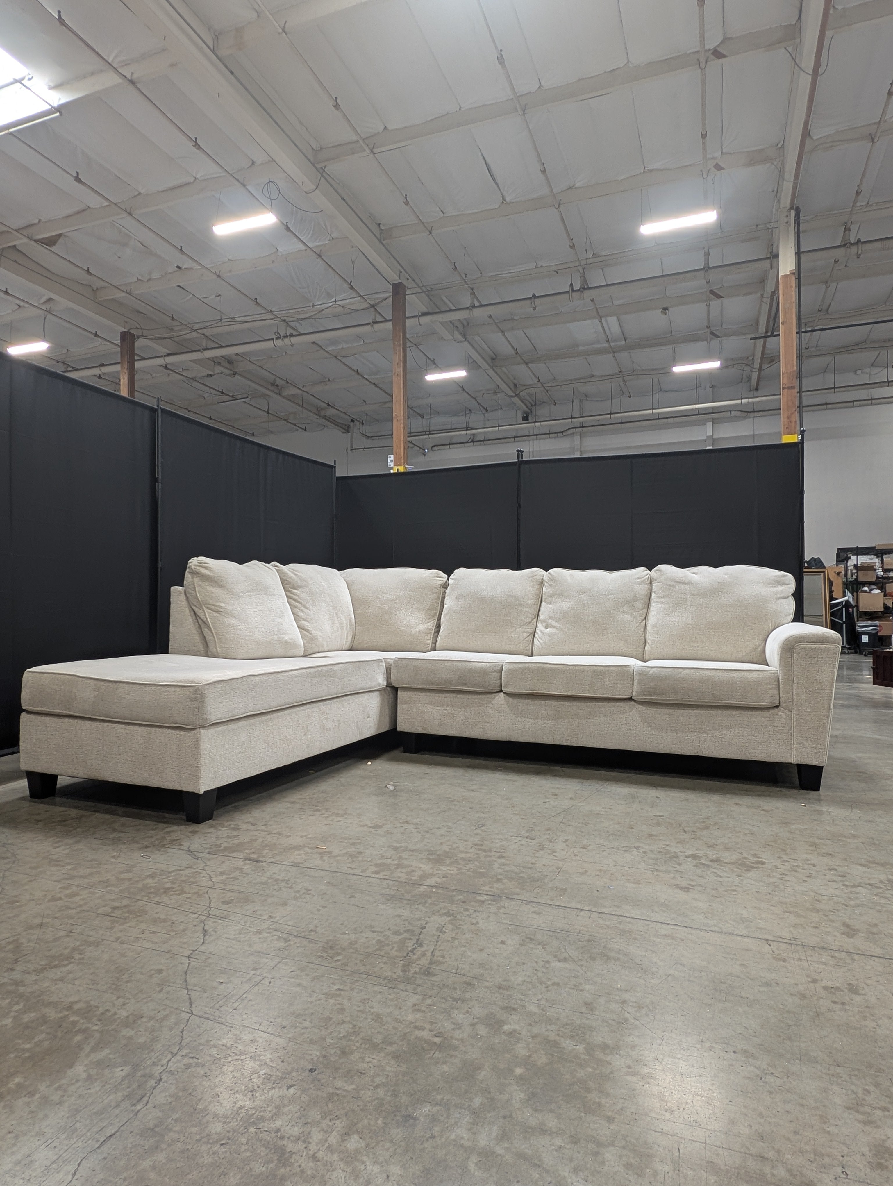 Ashley Furniture "Abinger" 2-Piece Sectional Couch – Natural Cream