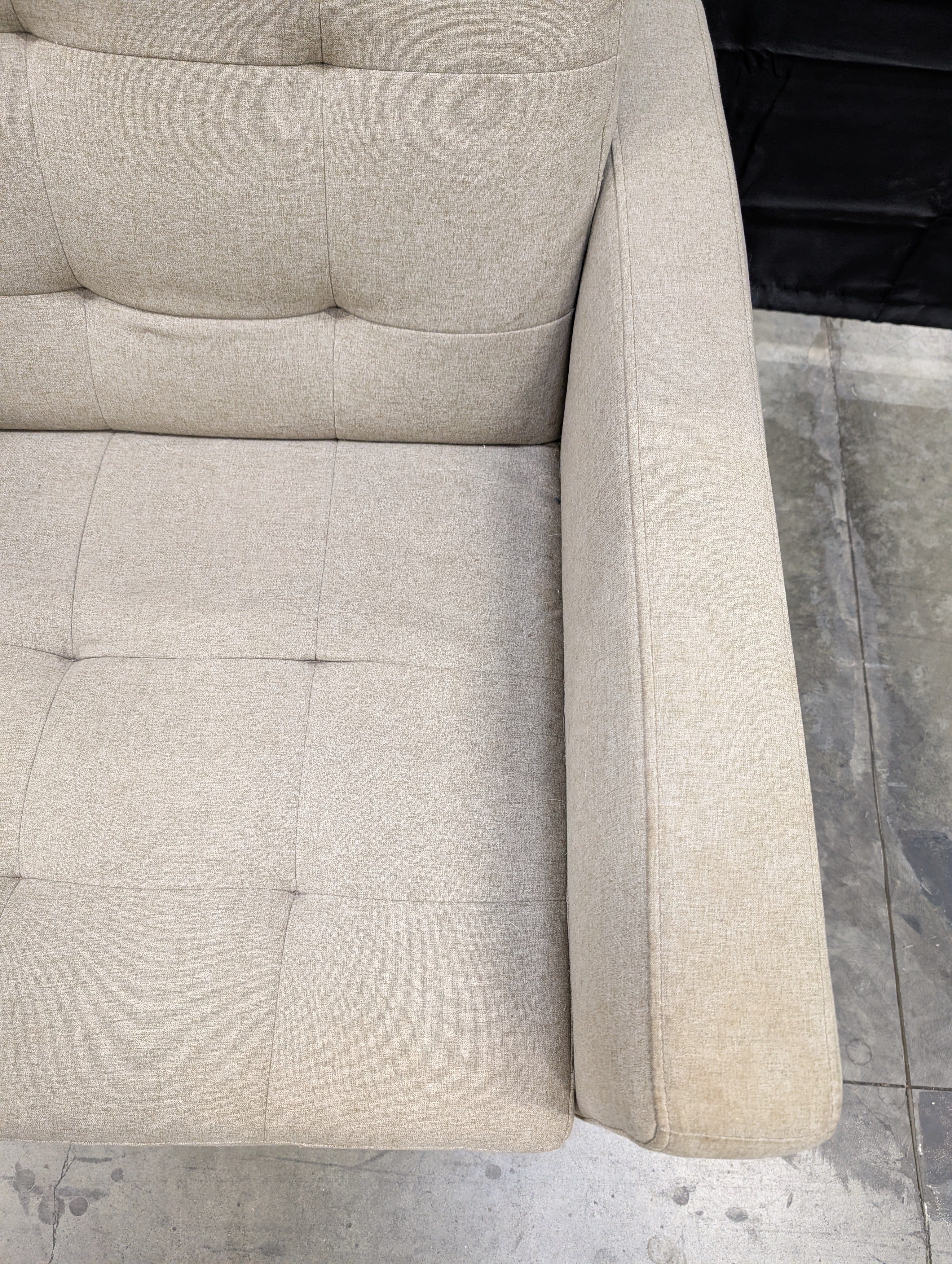 Modern Tufted Fabric Accent Chair - Beige Upholstered Armchair