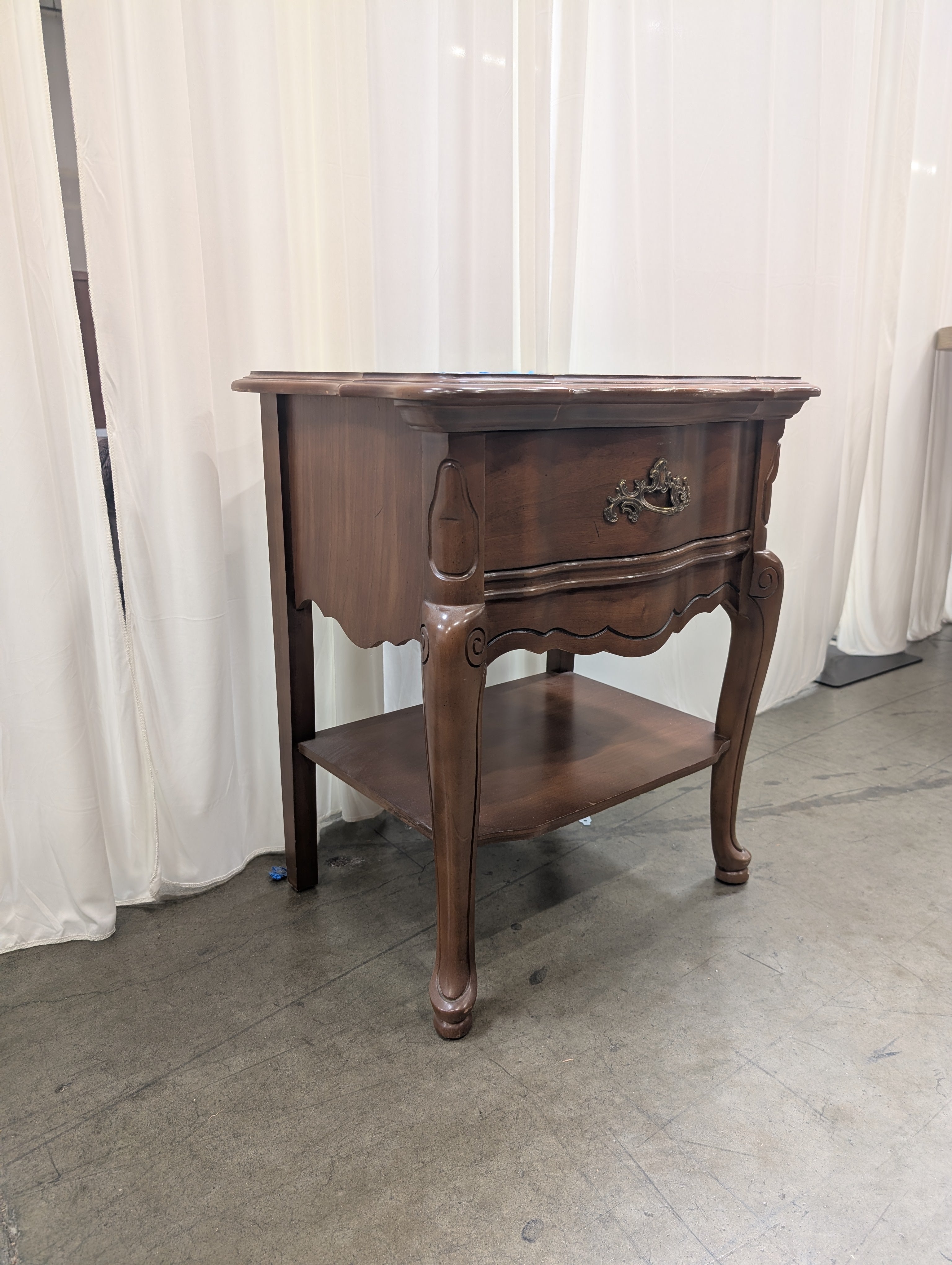 French Provincial One-Drawer Nightstand in Wood