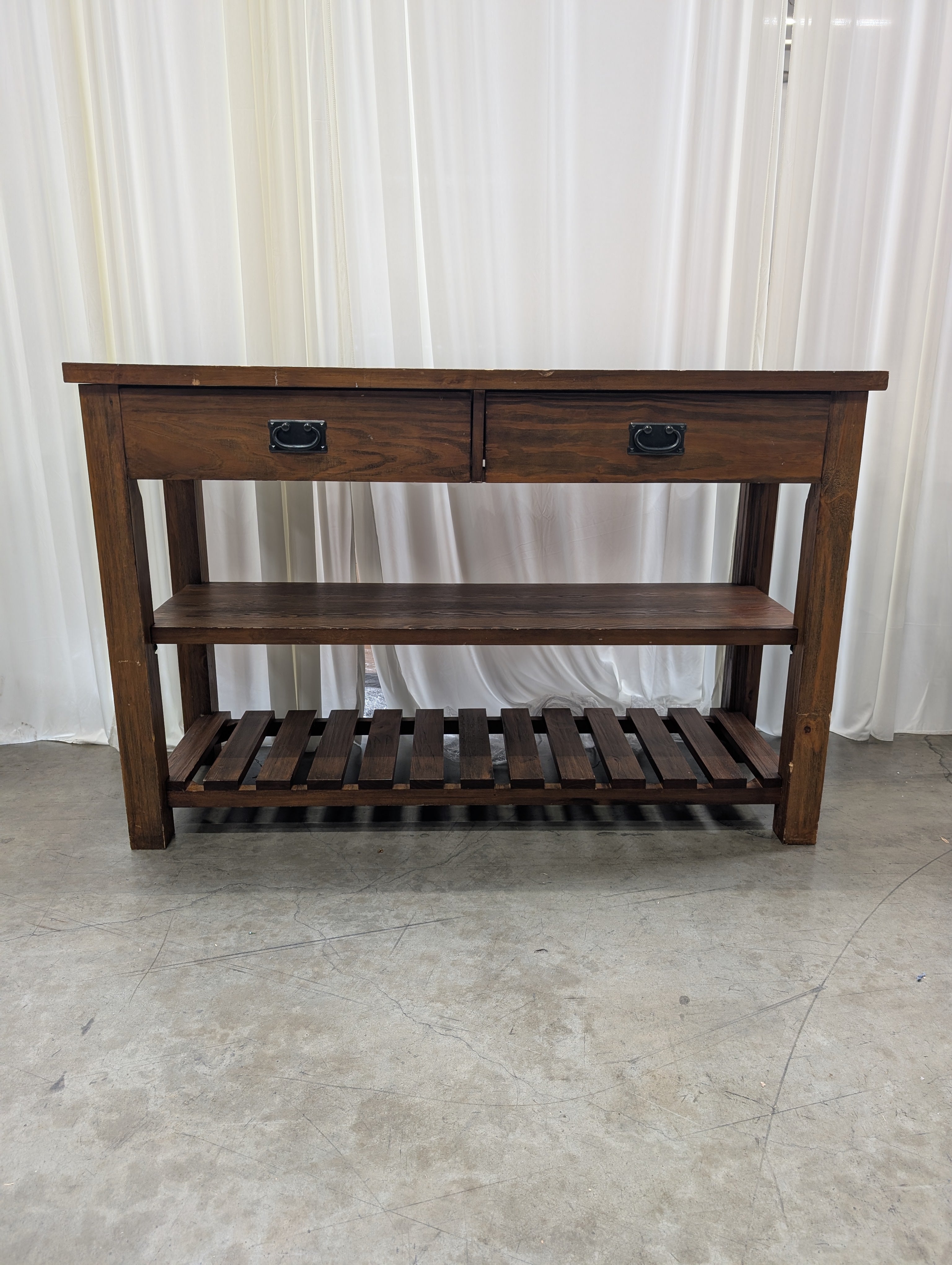 Rustic Brown Wood Console Table with Drawers