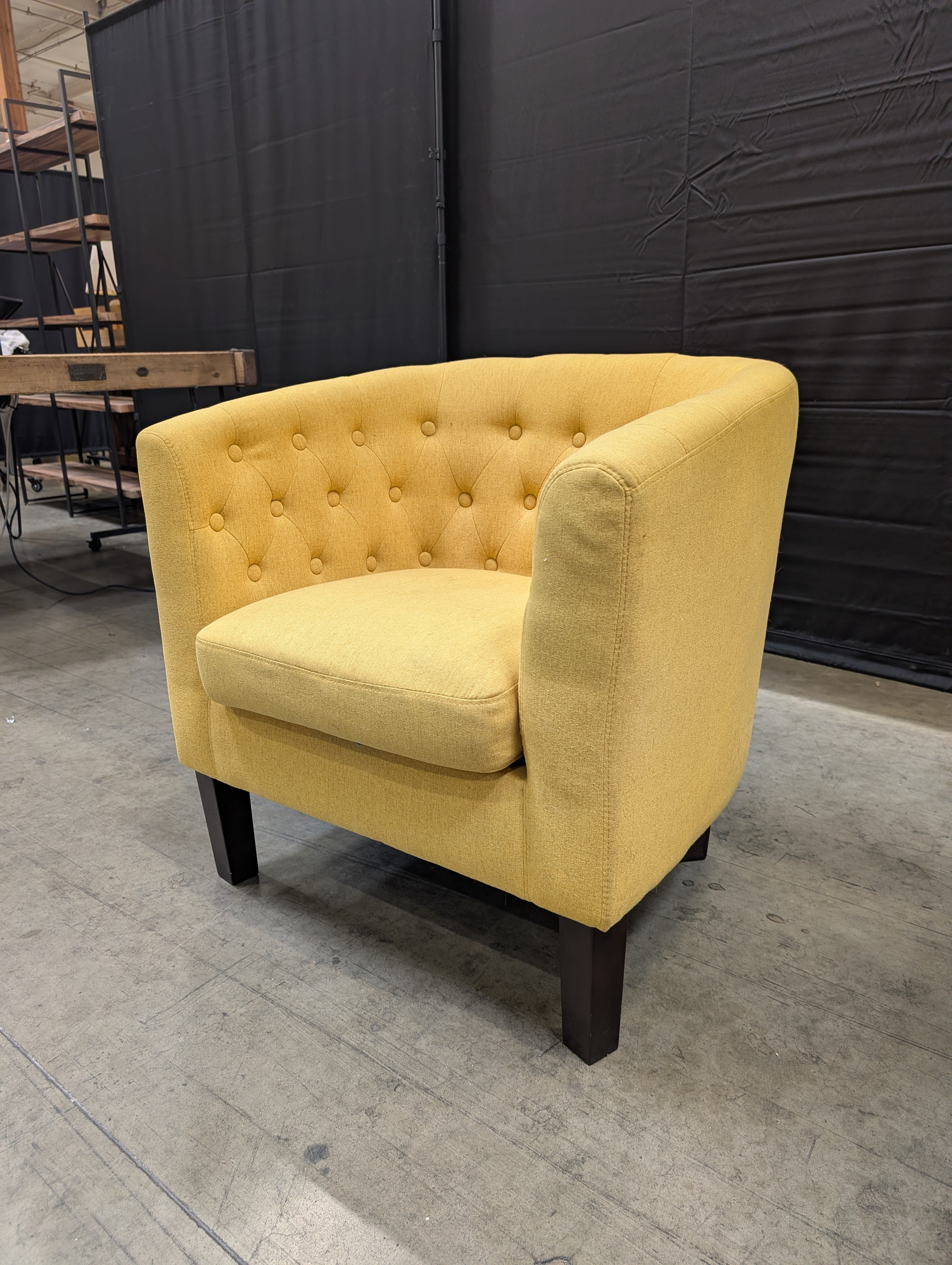 Vibrant Yellow Tufted Upholstered Accent Chair
