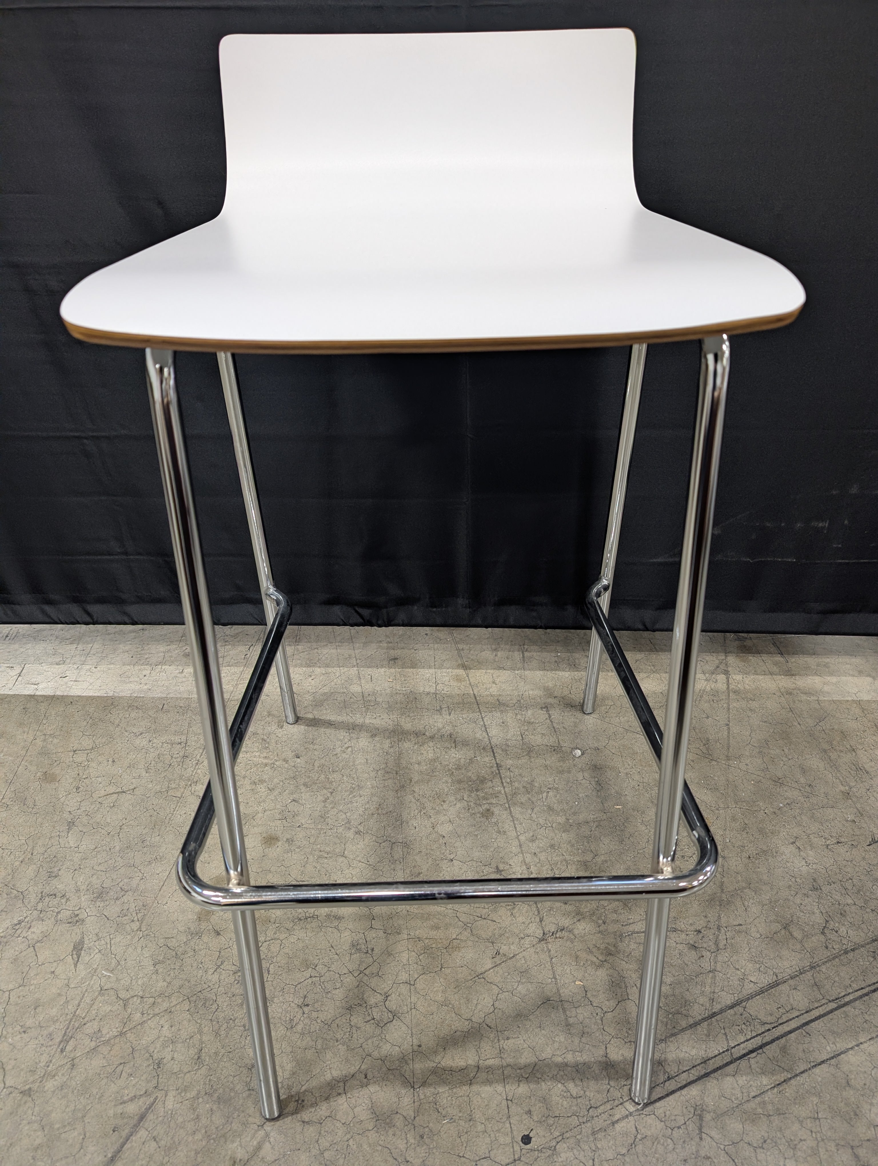 Modern White Counter Stool with Chrome Base