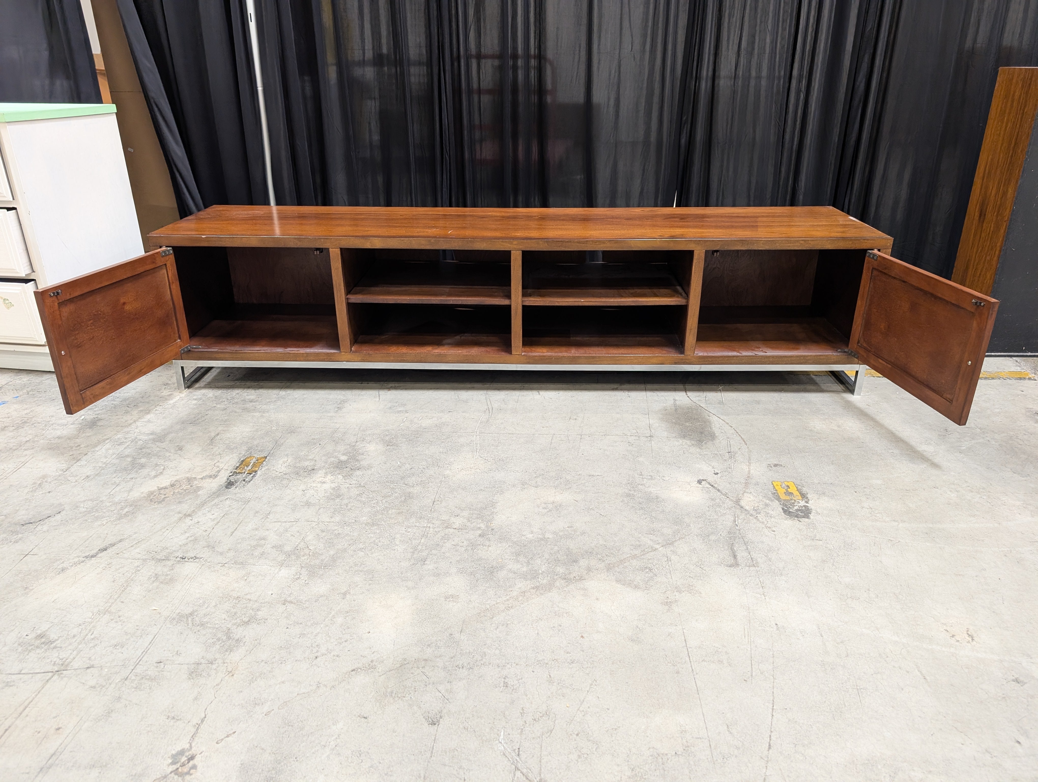 Dark Brown Wood Modern TV Stand with Cabinets