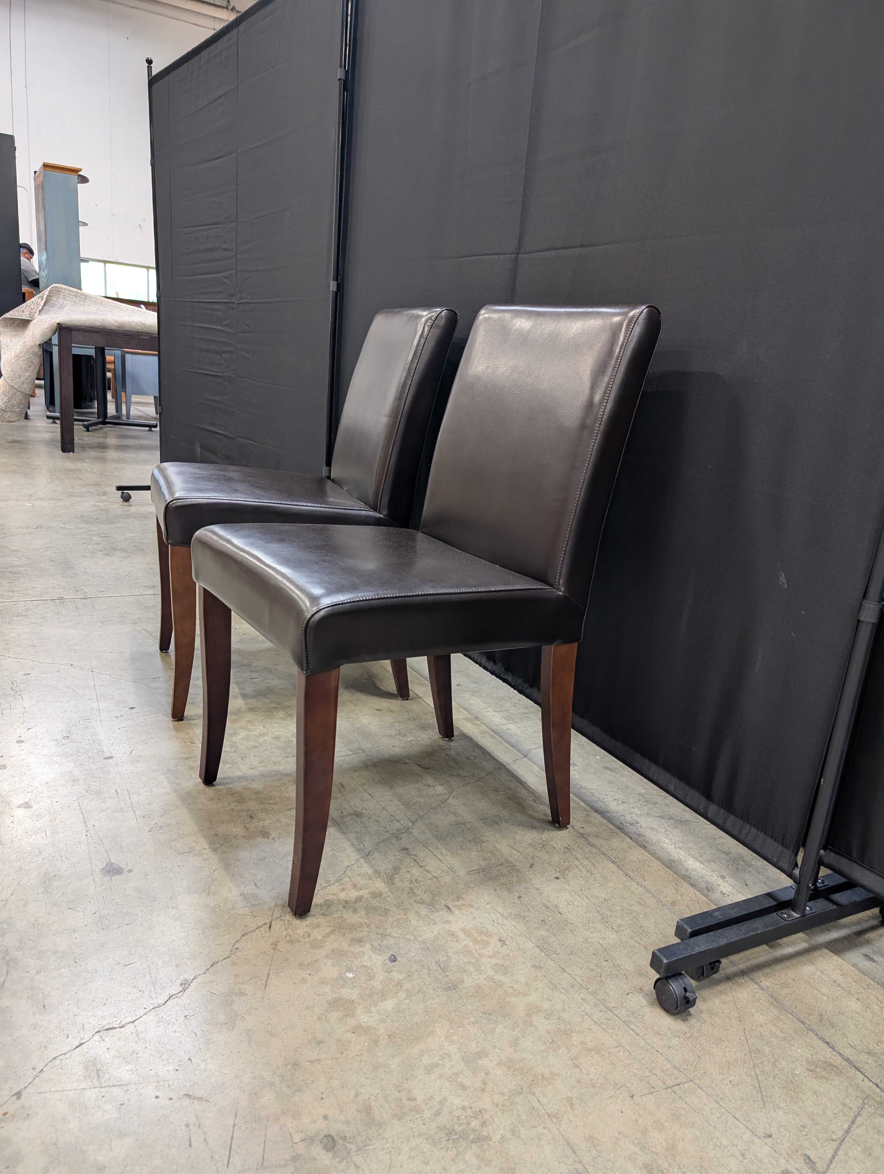 Pair of Brown Leather Jason Furniture Dining Chairs