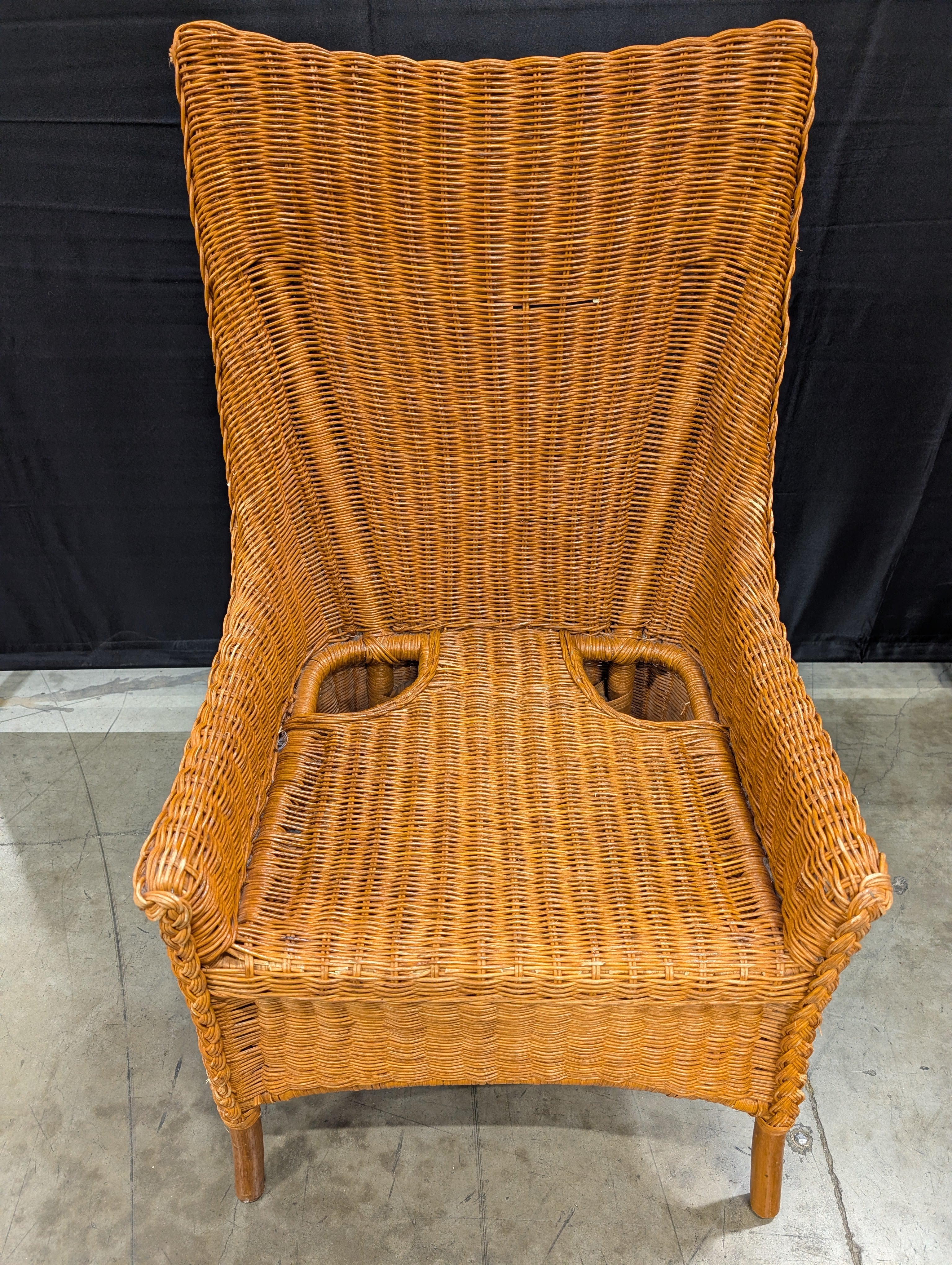 Woven Rattan High-Back Lounge Chair