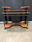 Compact Rolling Computer Workstation Desk with Tiered Shelves