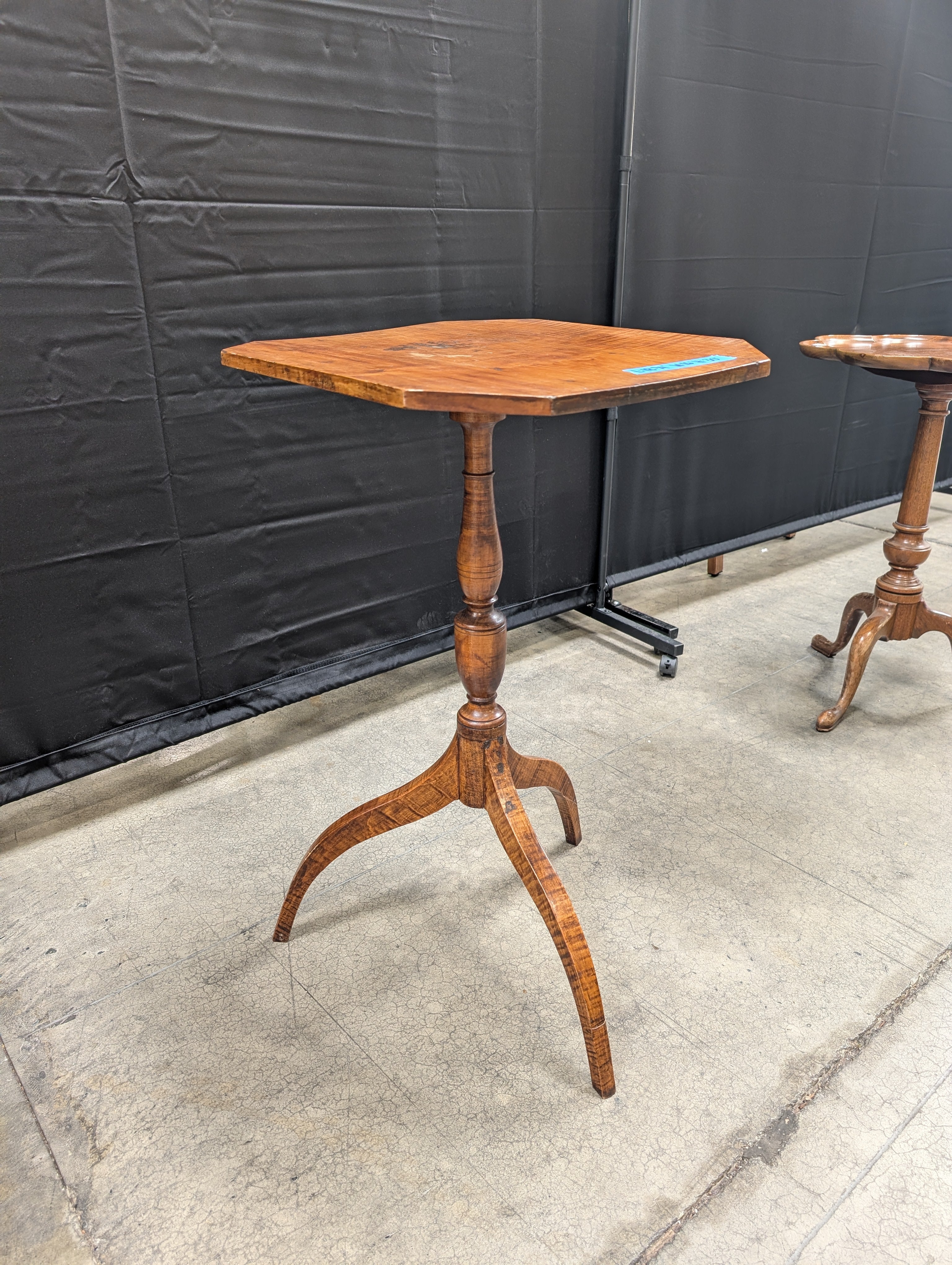 Octagonal Wood End Table with Tripod Base