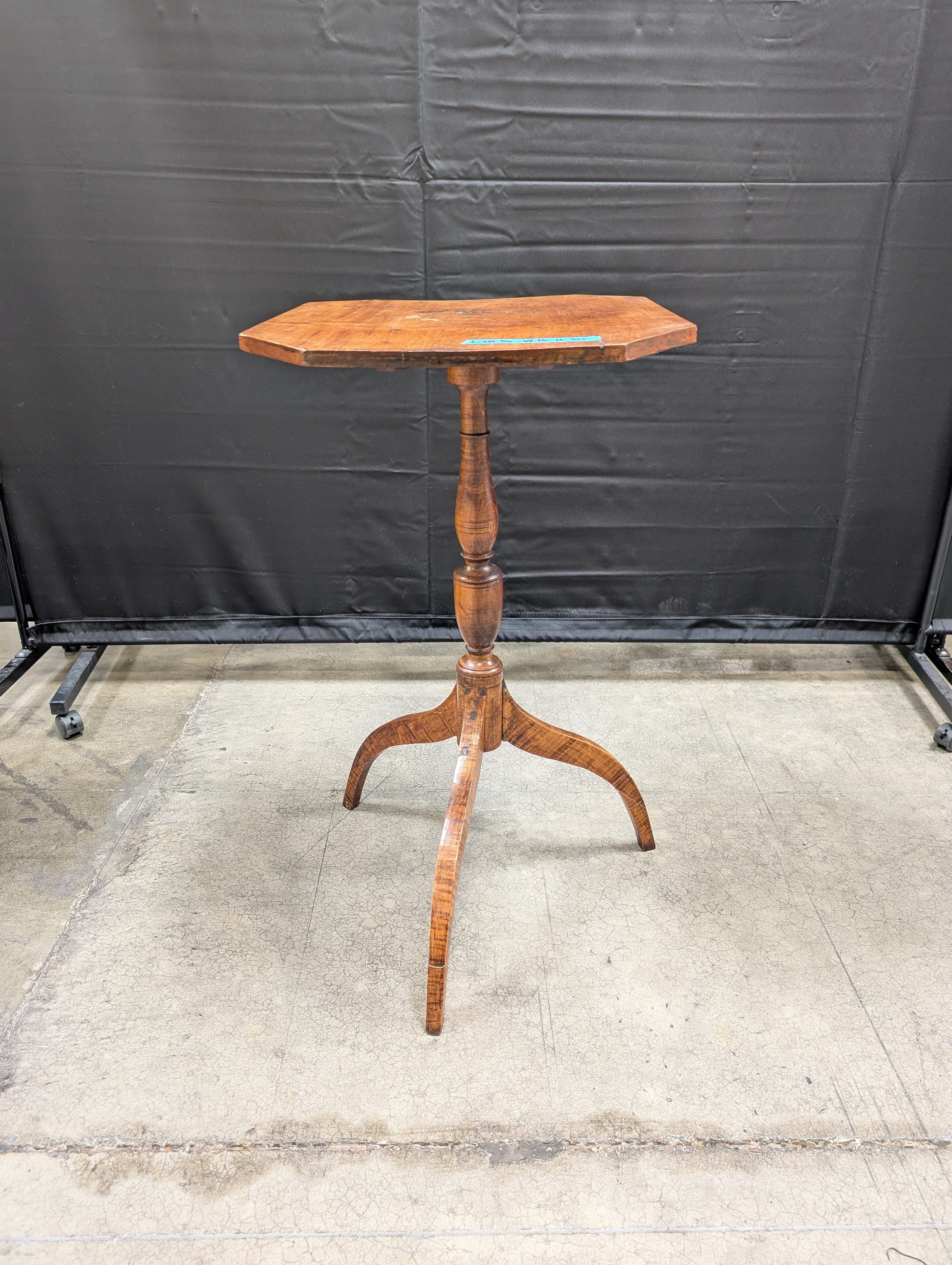 Octagonal Wood End Table with Tripod Base