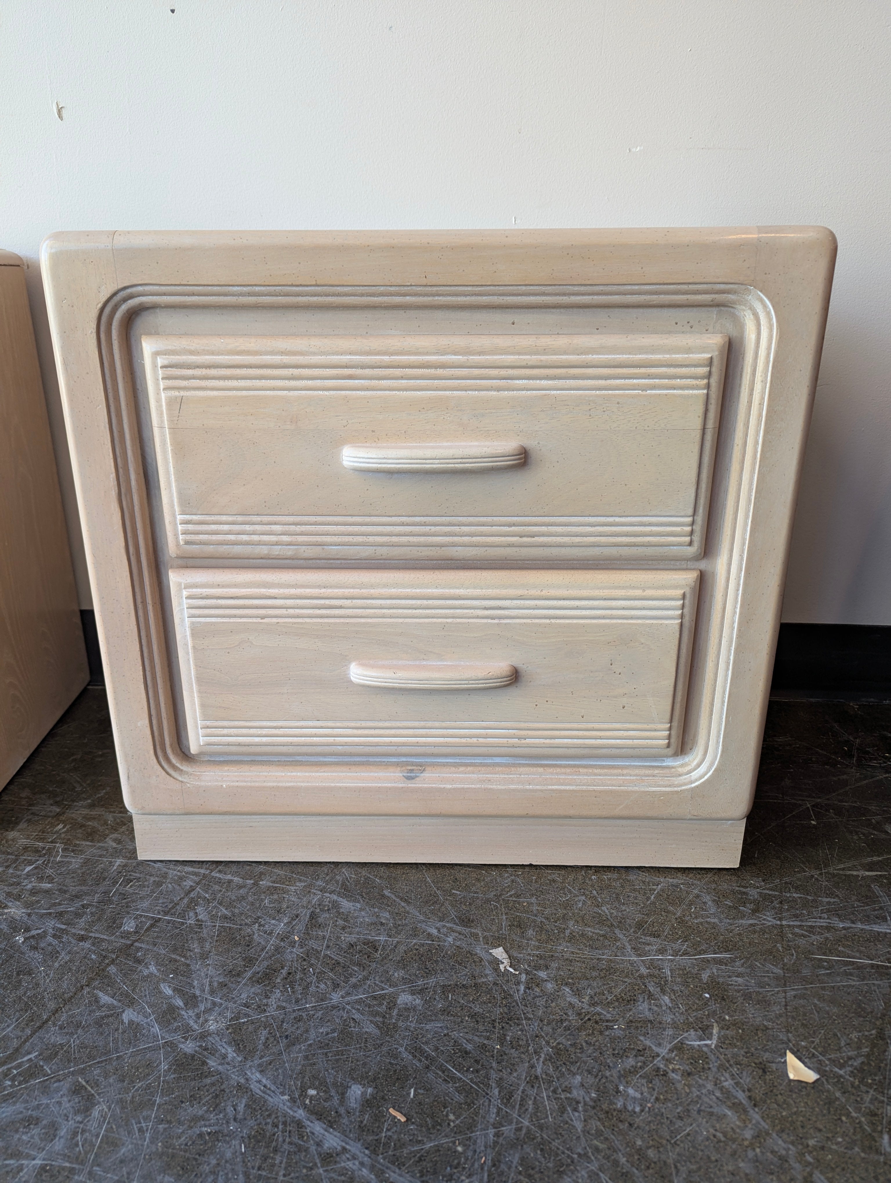 Vintage Light Beige Two-Drawer Nightstand