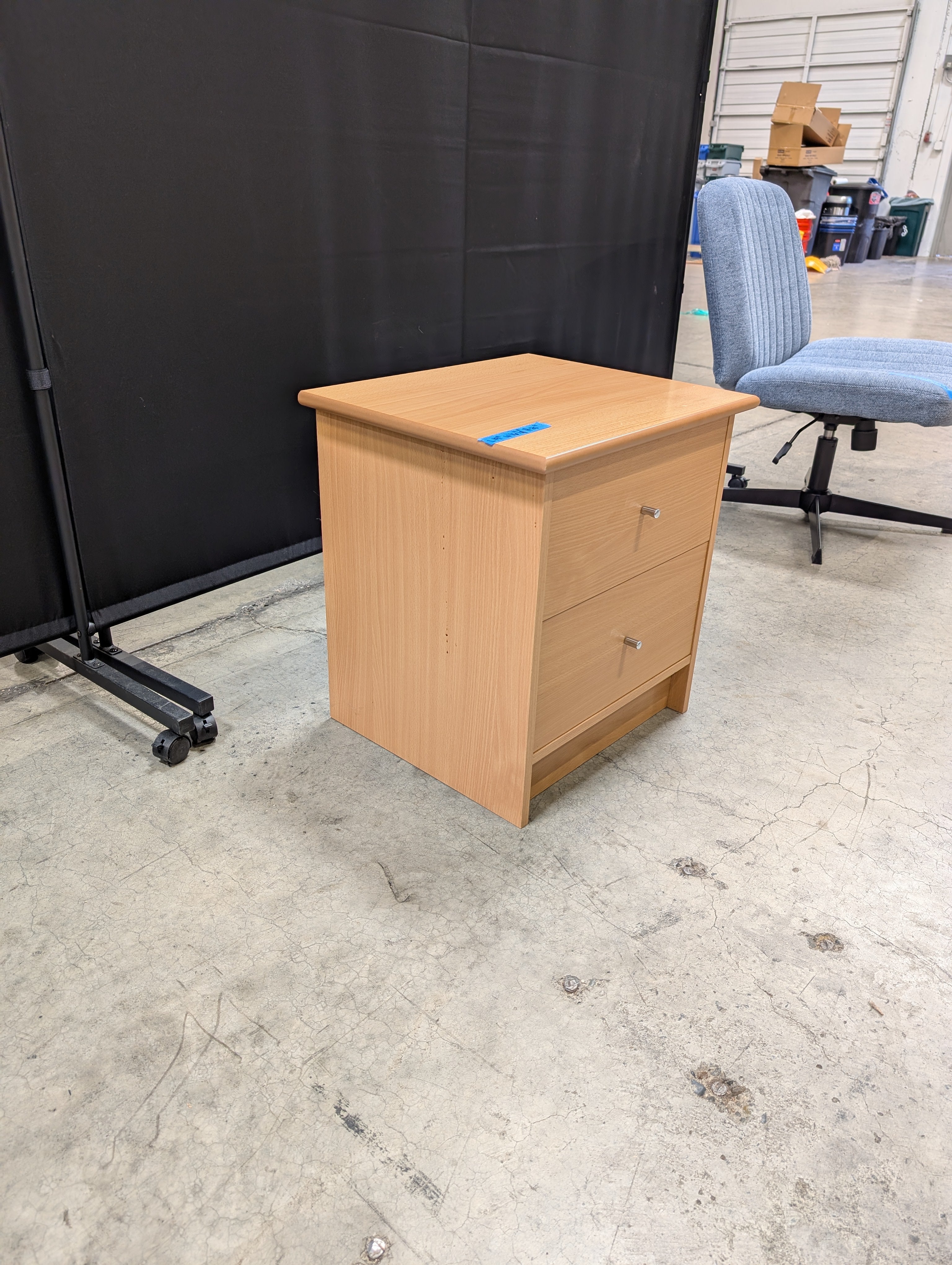 Natural Wood Two-Drawer Storage Nightstand