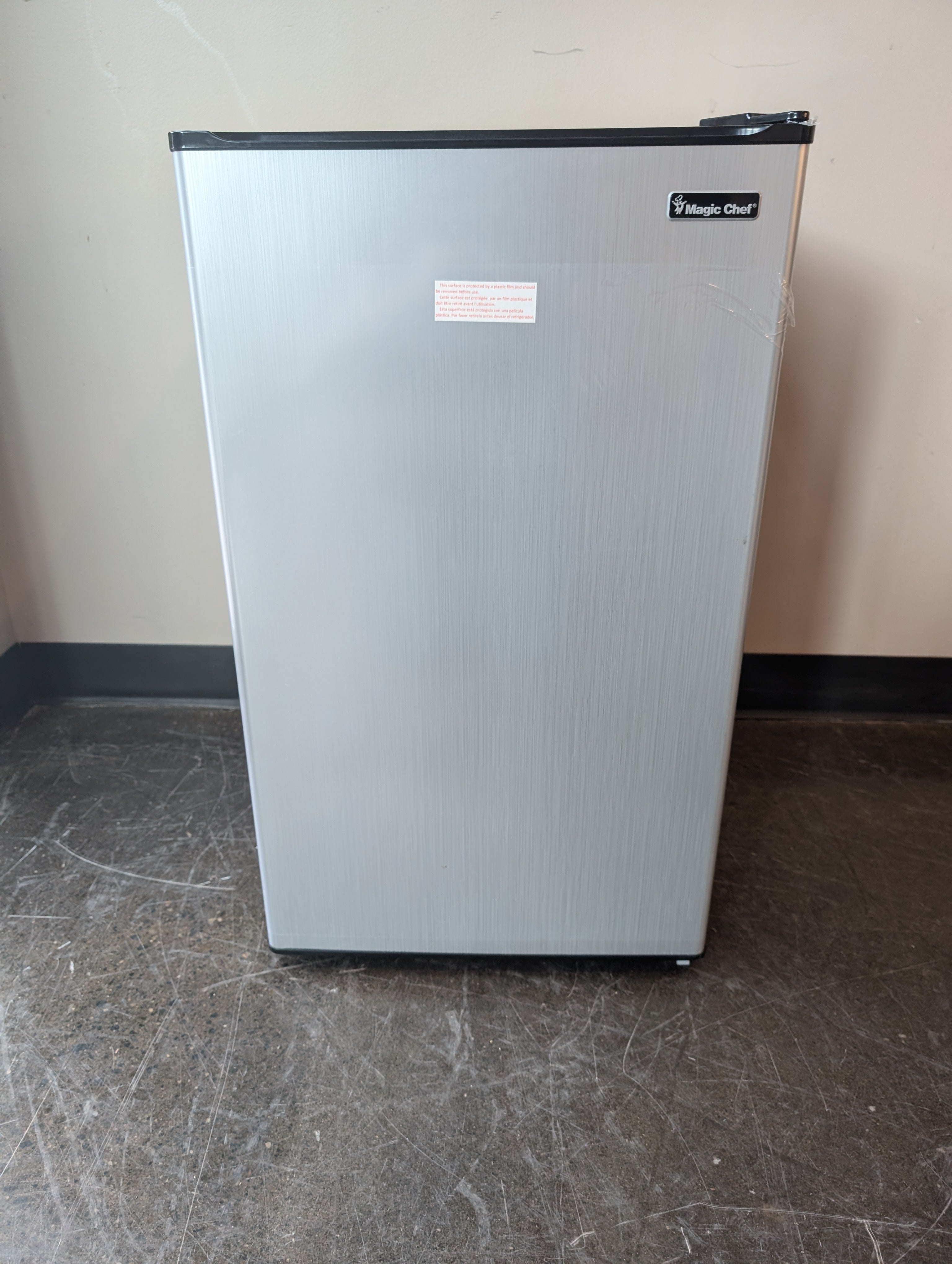 Compact Mini Refrigerator with Silver Door