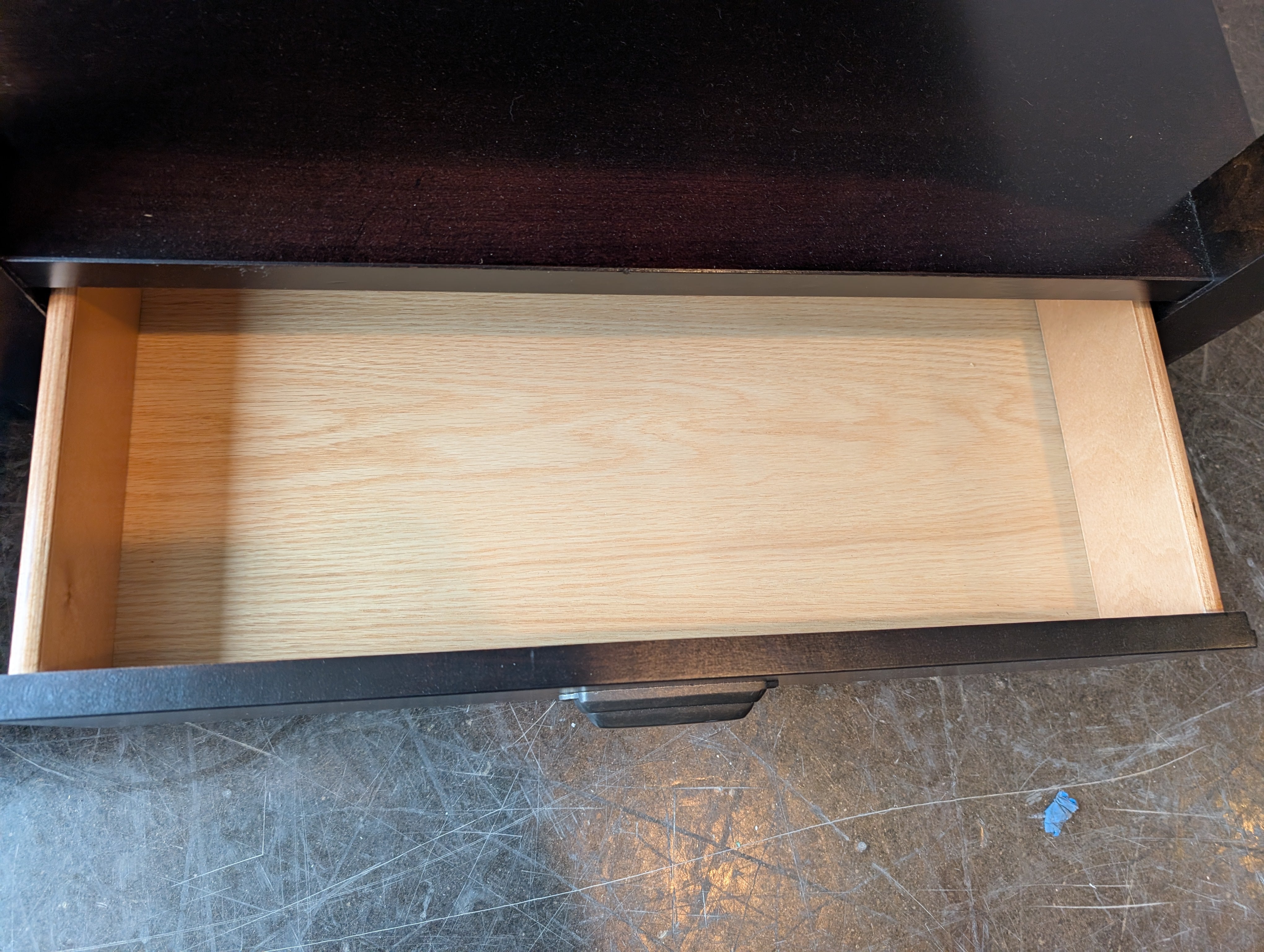 Modern Dark Brown Coffee Table with Storage Drawers and Shelf