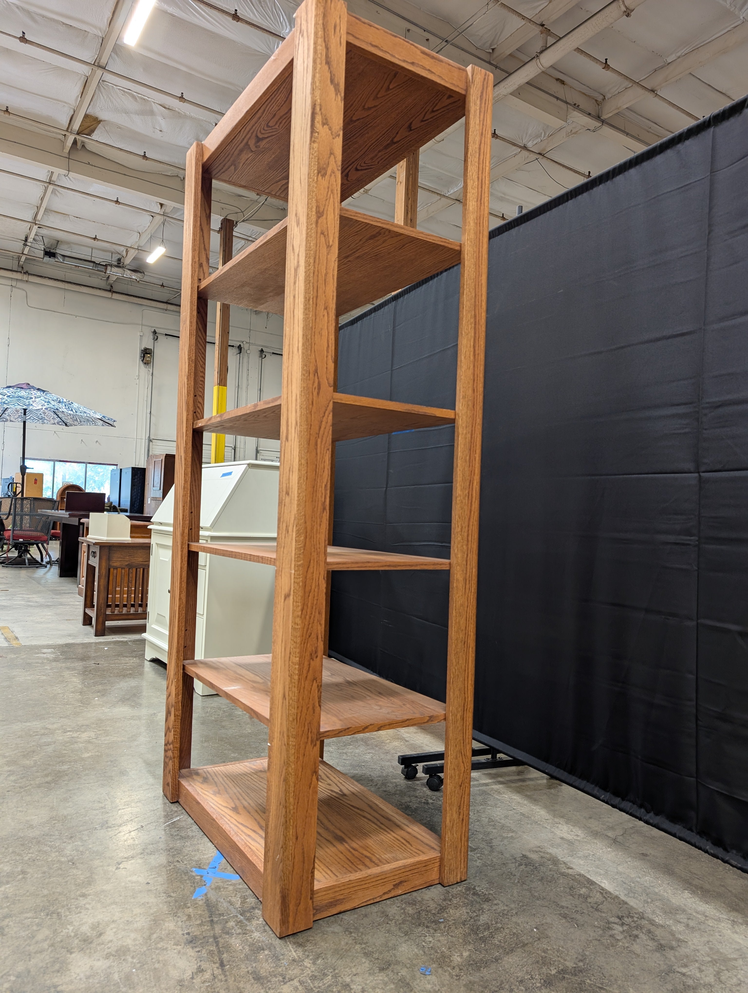 Five-Tier Oak Wood Bookcase in Medium Brown