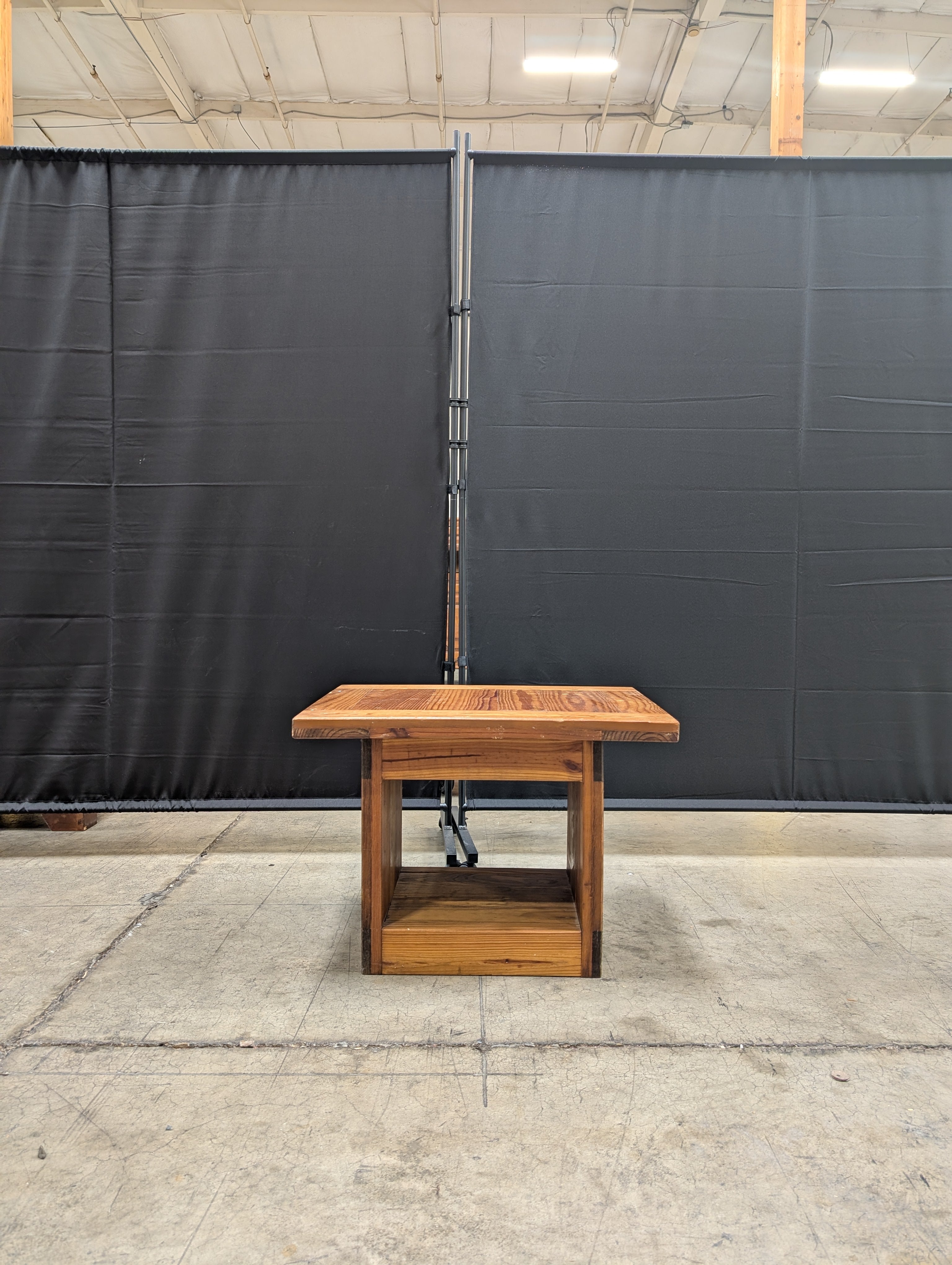 Rustic Wood Side Table with Lower Shelf