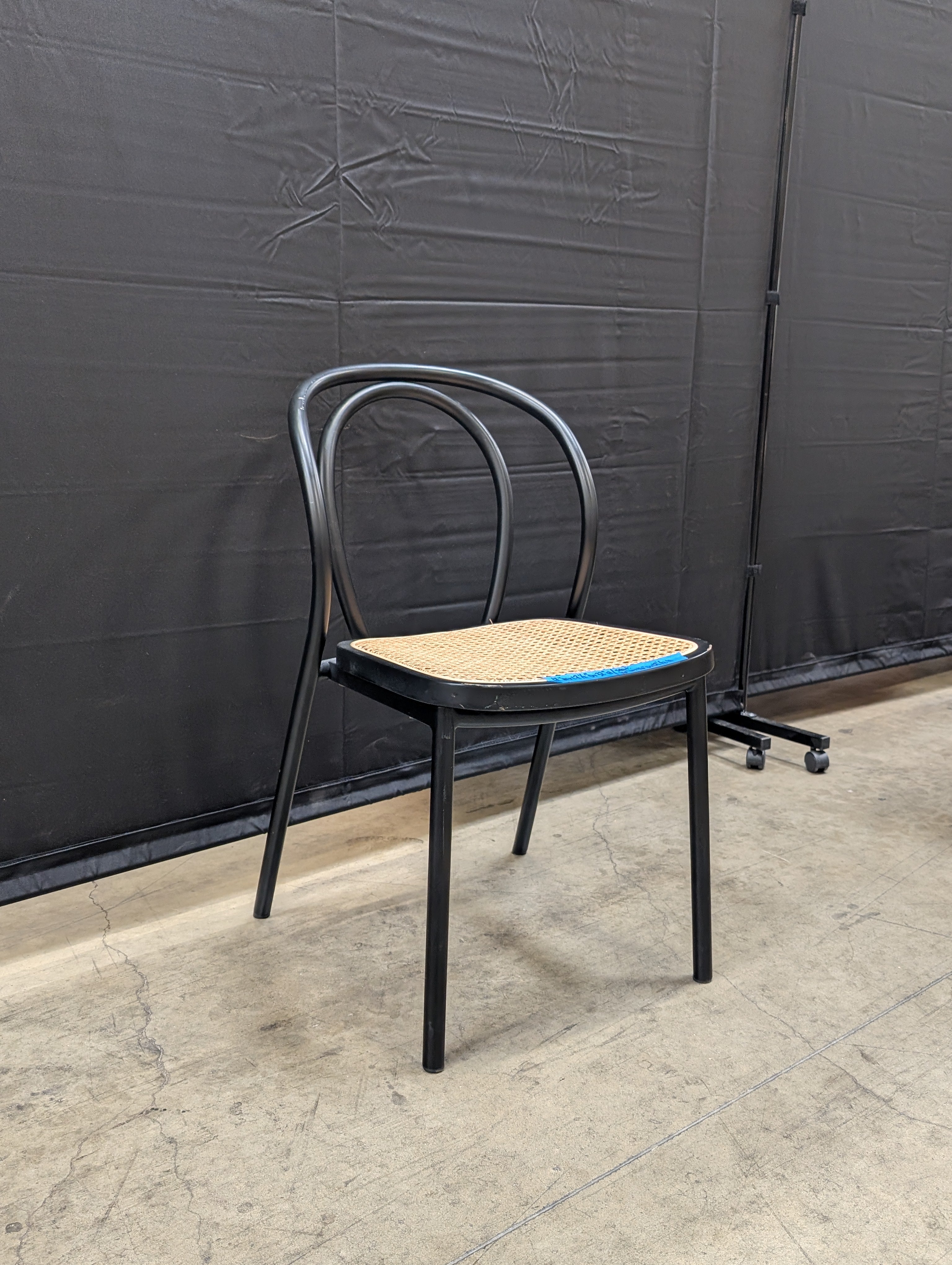 Modern Black Bentwood Dining Chair with Cane Seat