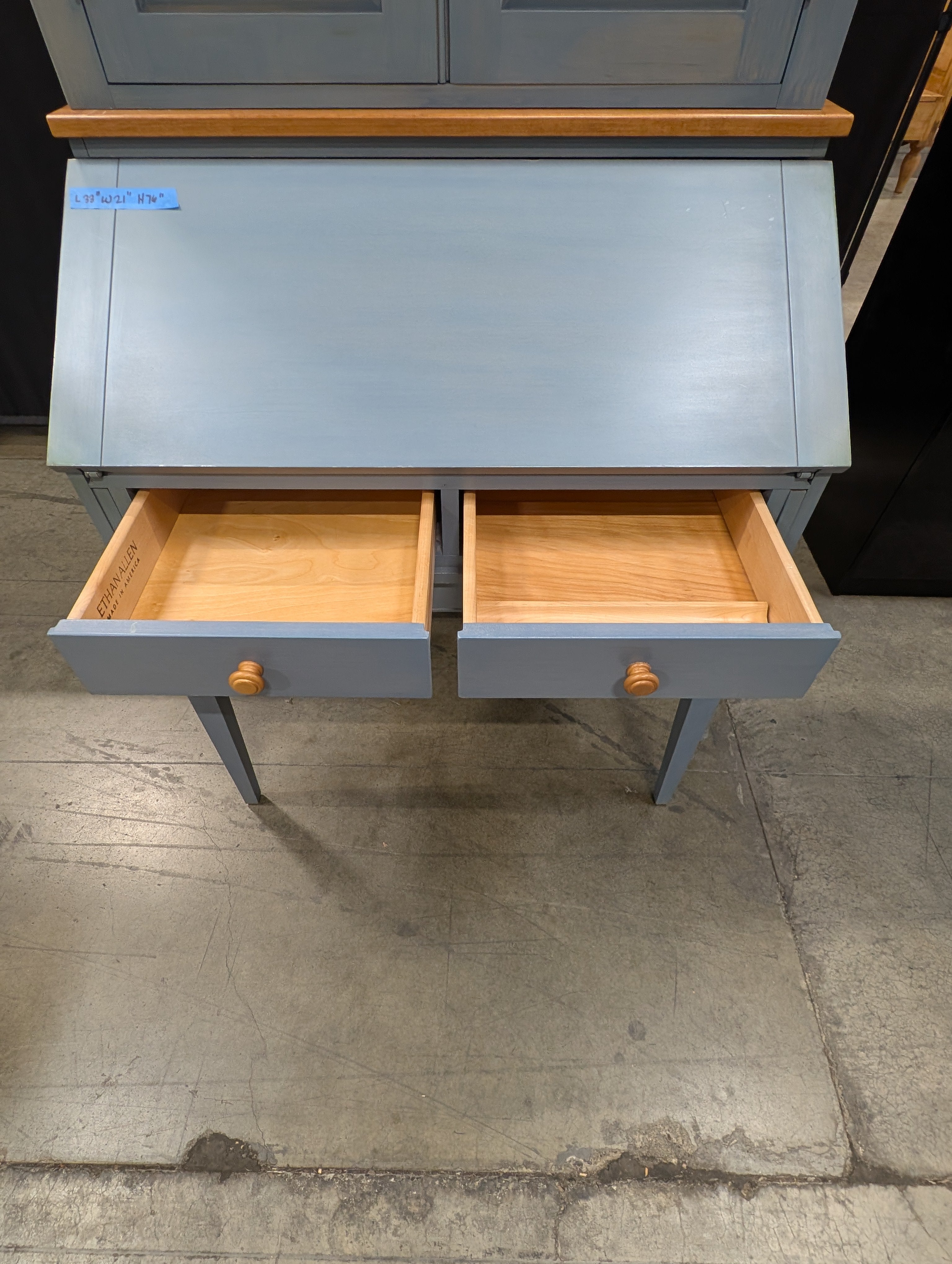 Two-Tone ETHAN ALLEN Secretary Desk with Hutch Cabinet