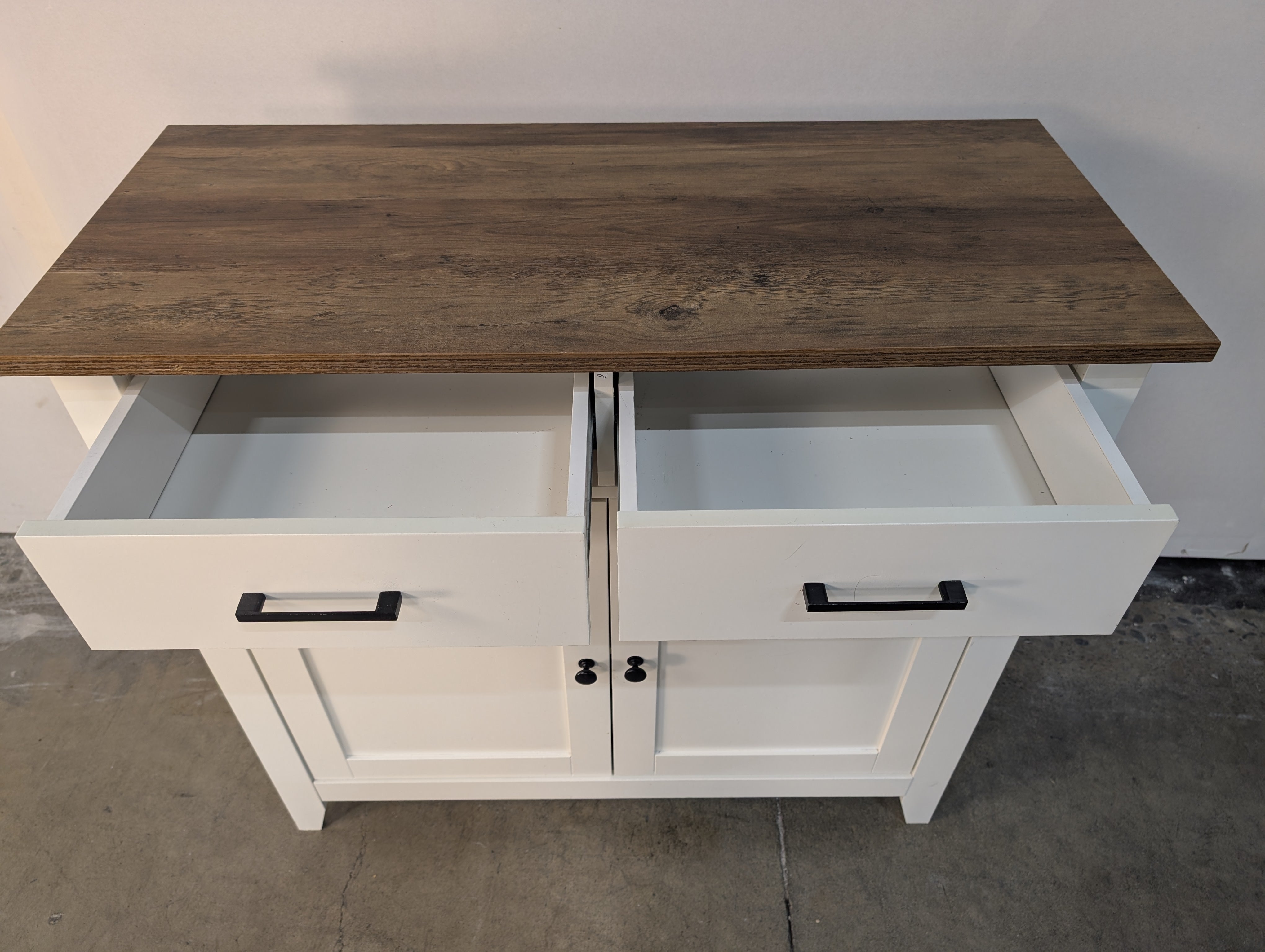 Rustic Wood Top Kitchen Island Storage Cabinet