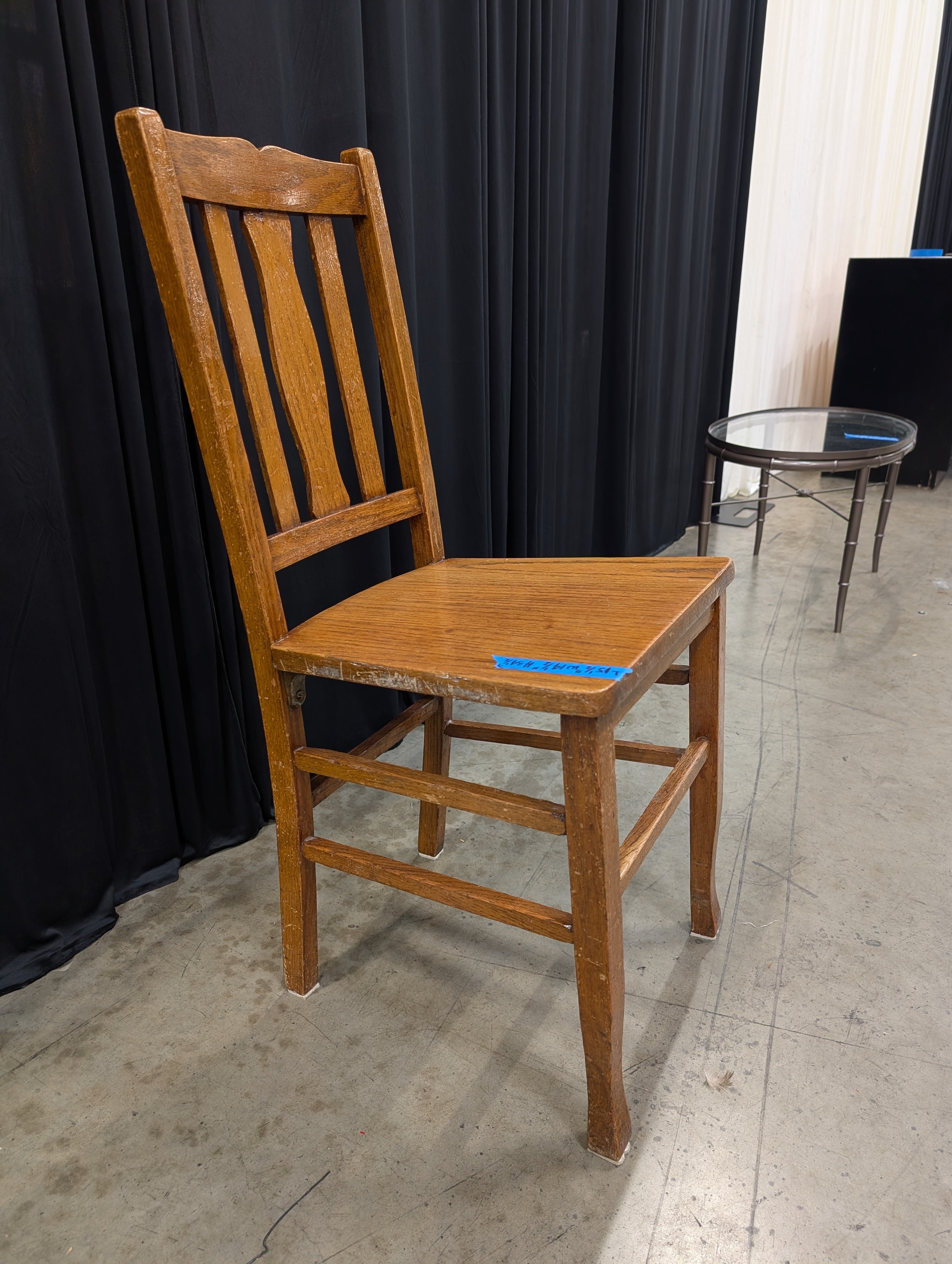 Vintage Style Brown Wood Side Chair with Carved Backrest