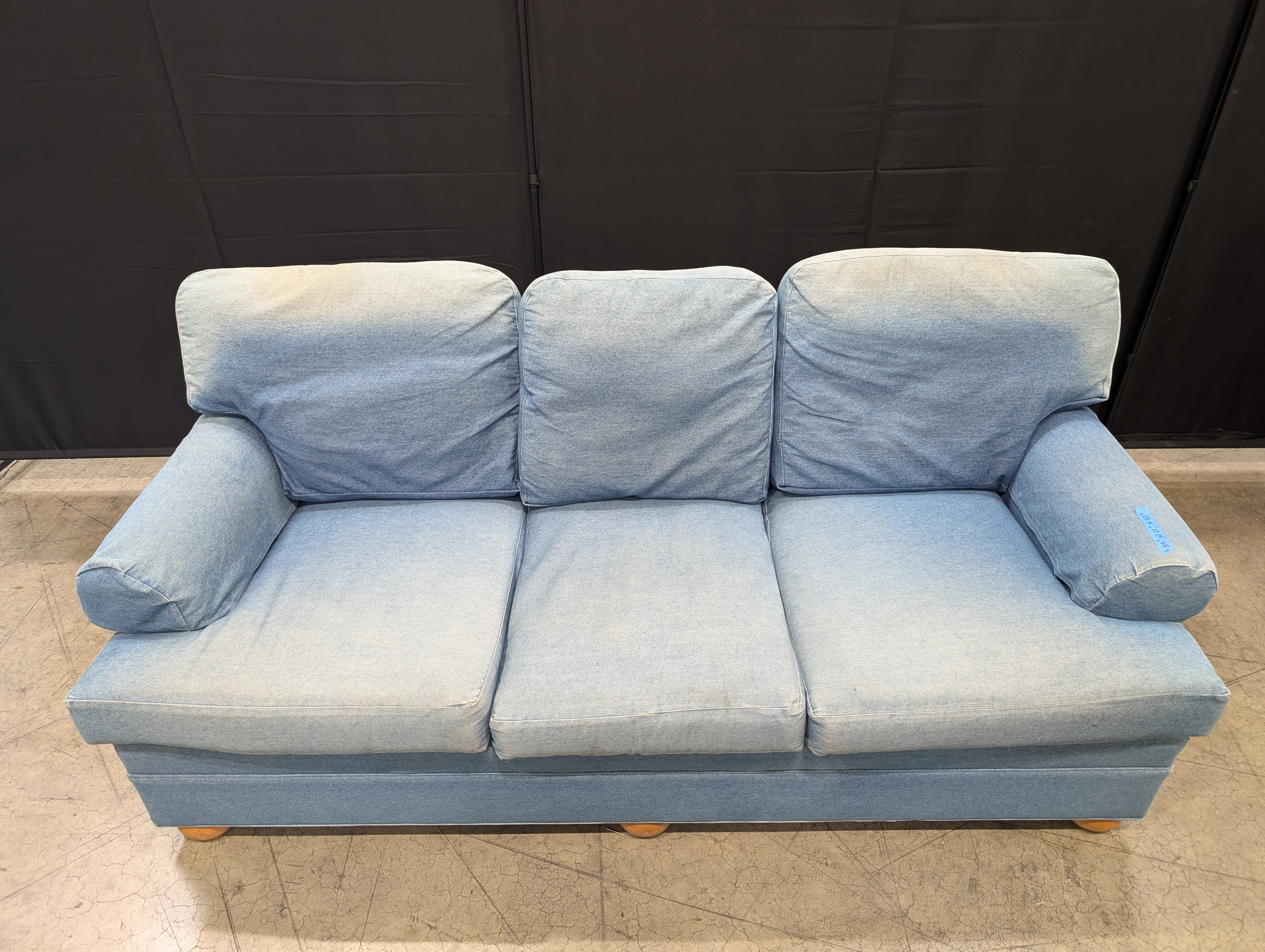 Ethan Allan Distressed Denim Three-Seater Sofa