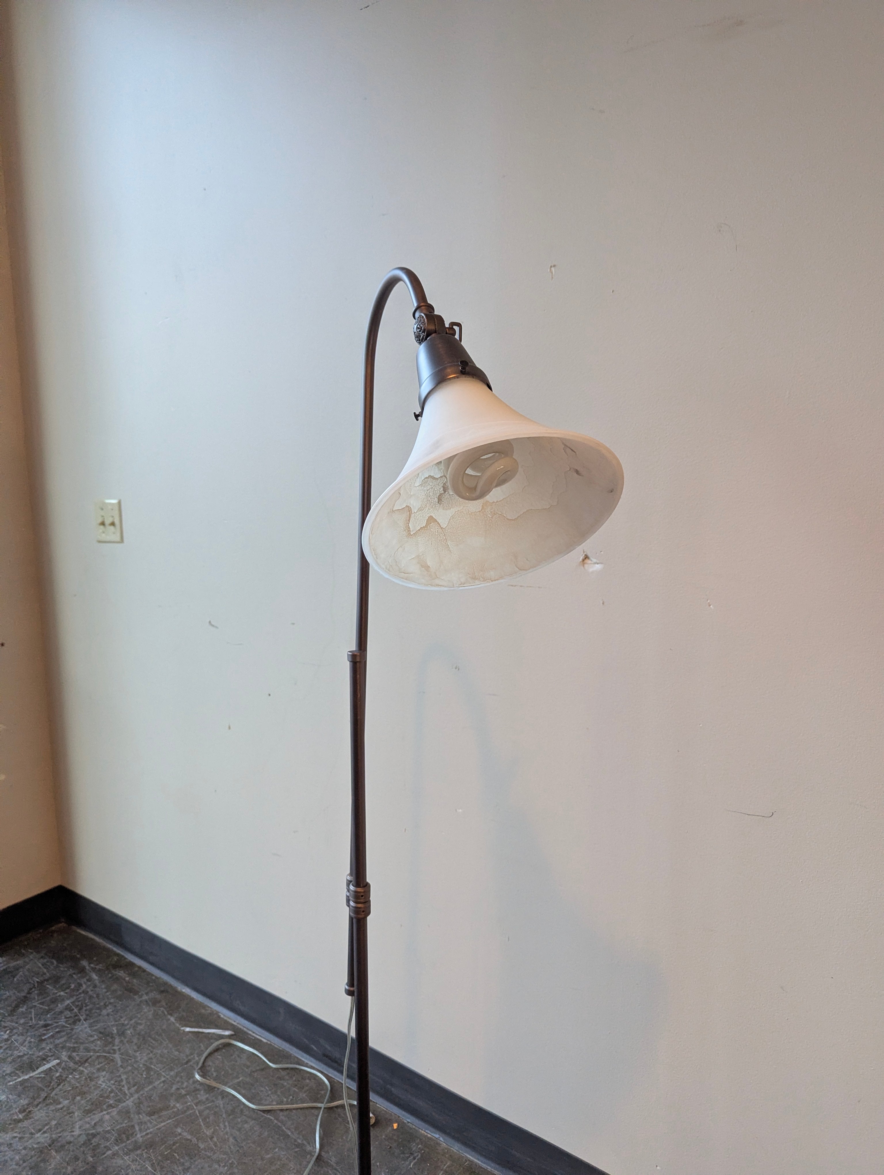 Industrial-Inspired Arc Floor Lamp with Frosted Glass Shade in