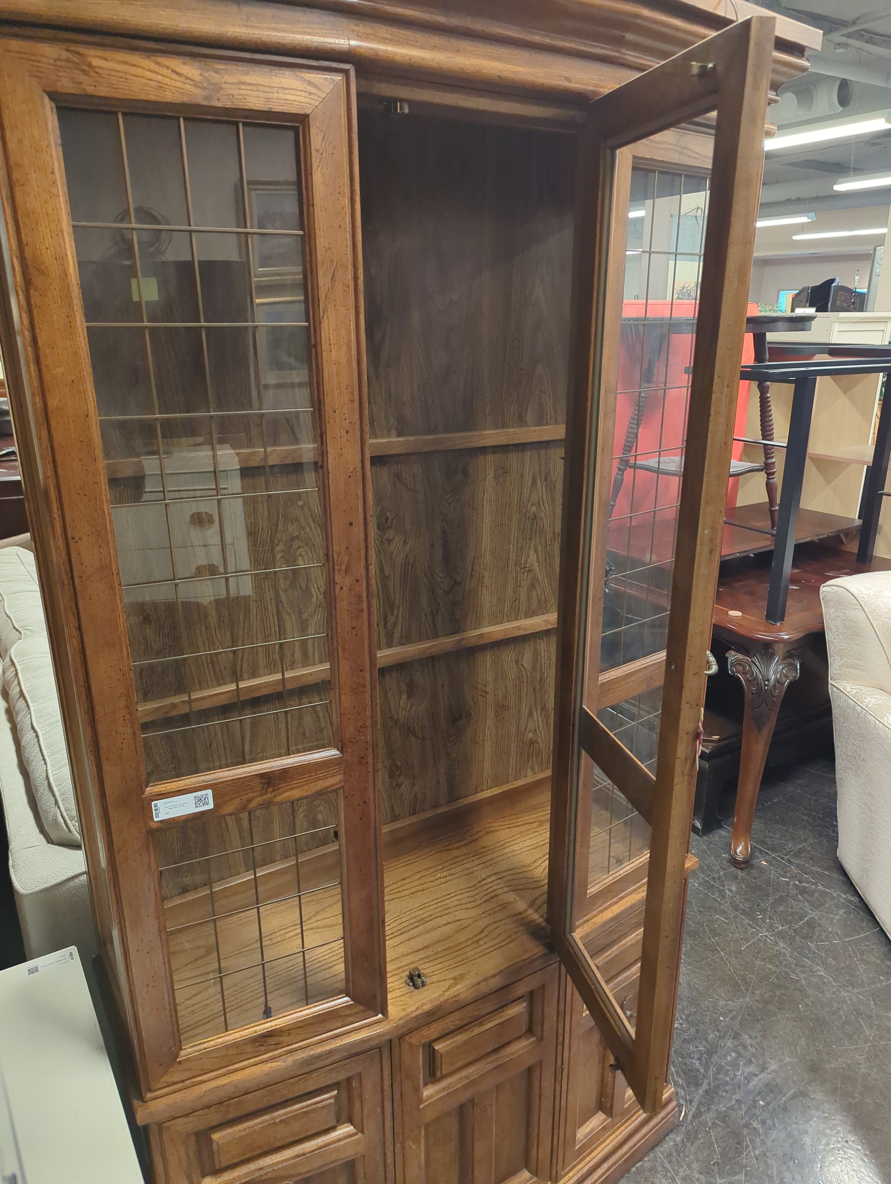 China Cabinet, with Black Metal Glass Detail