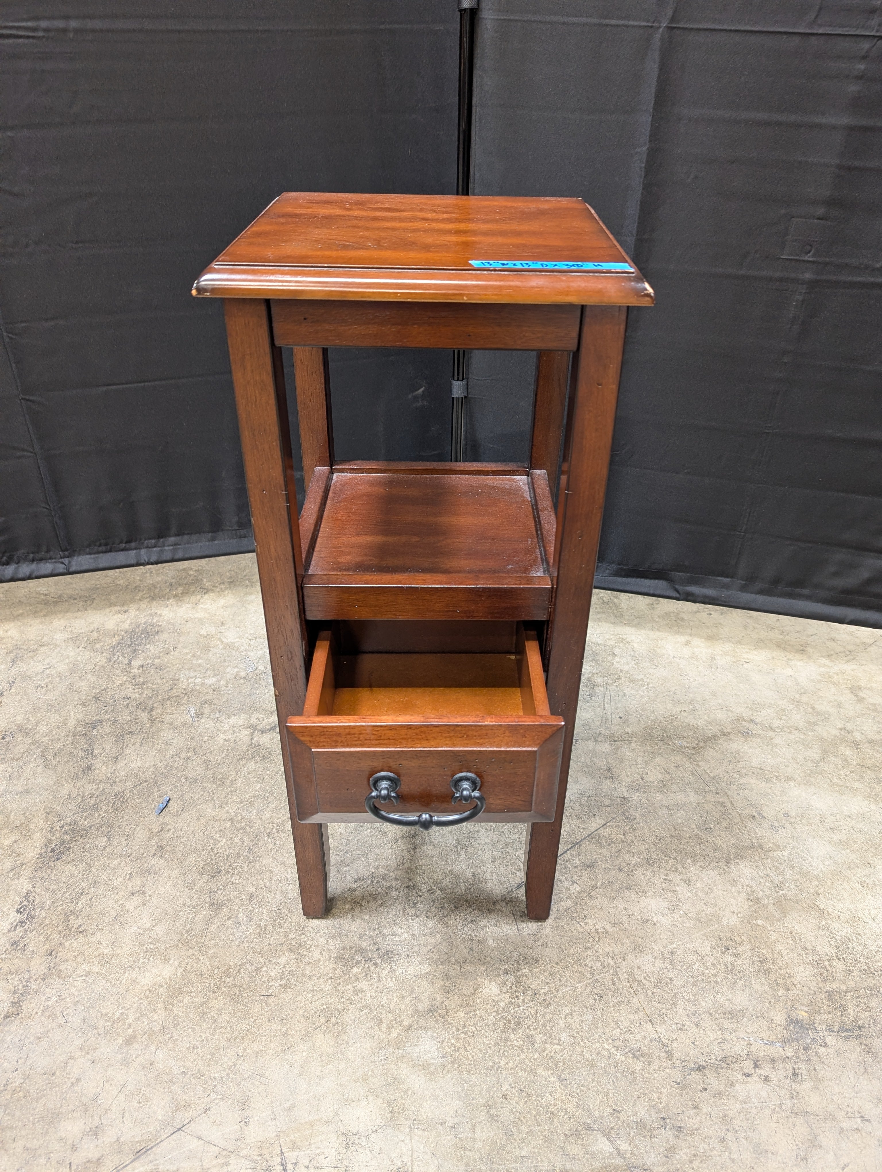 Compact Hardwood Side Table with Drawer and Shelf