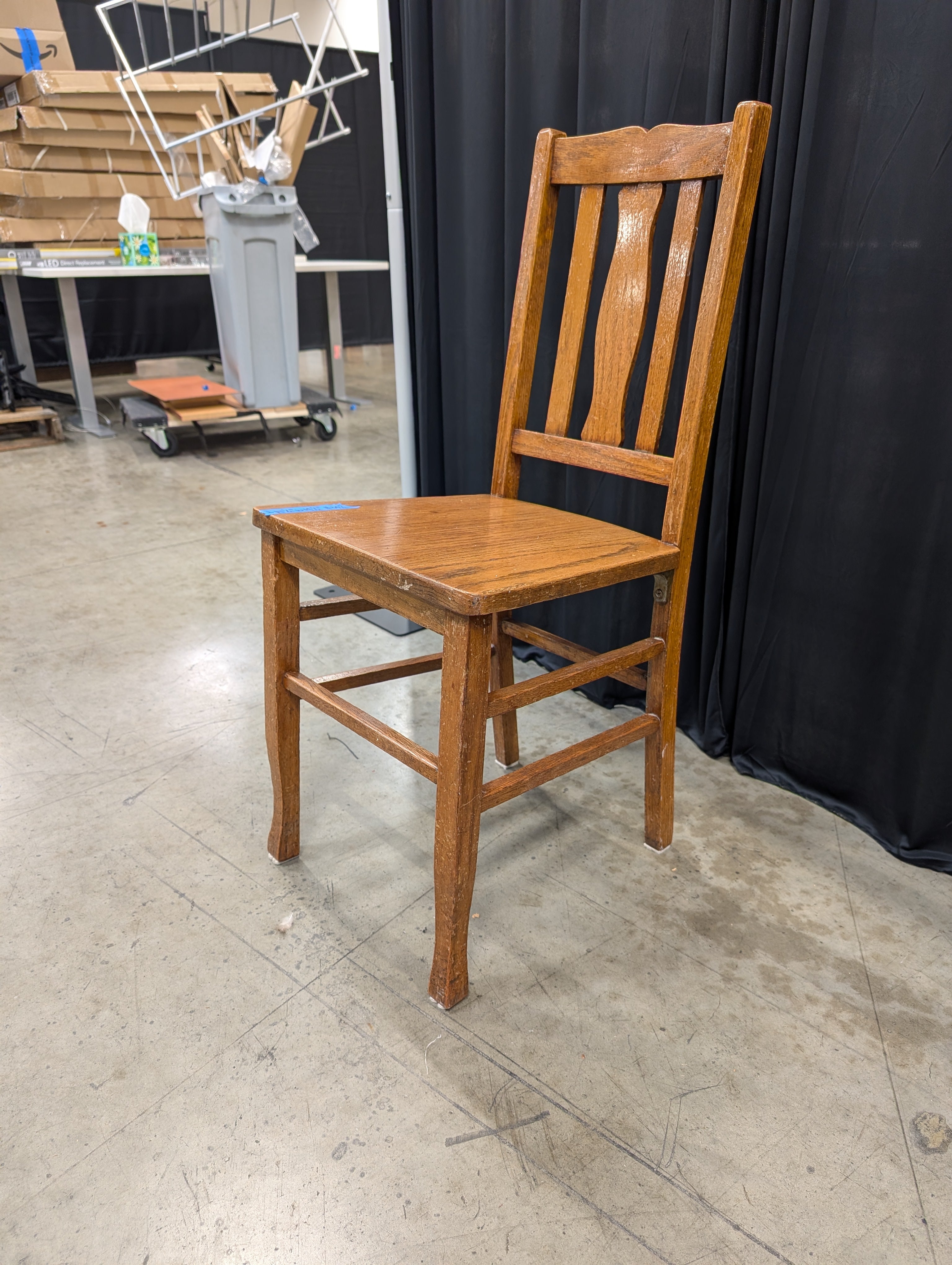 Vintage Style Brown Wood Side Chair with Carved Backrest