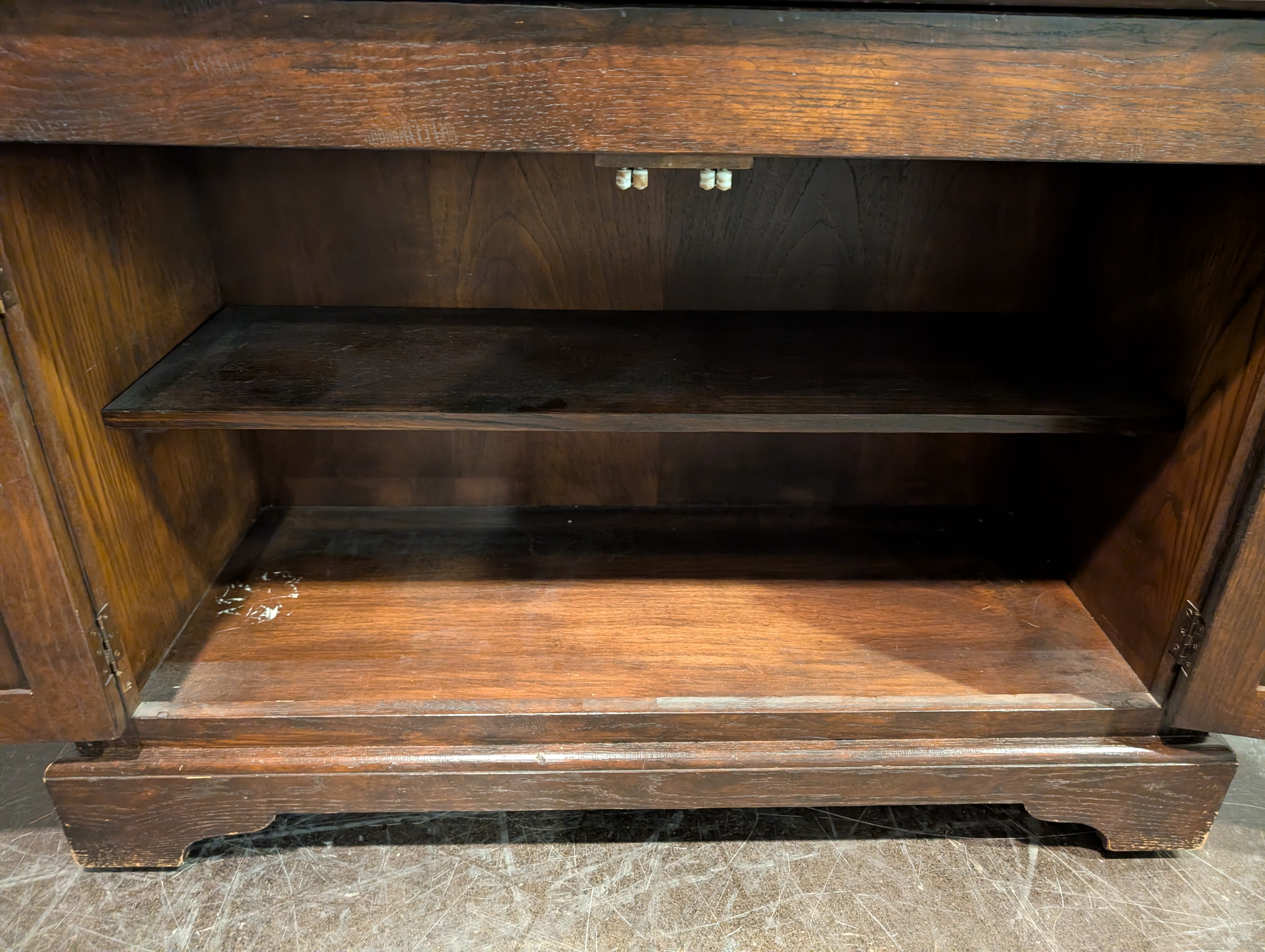 Classic Wooden Secretary Desk with Drop-Front and Storage Cabinet