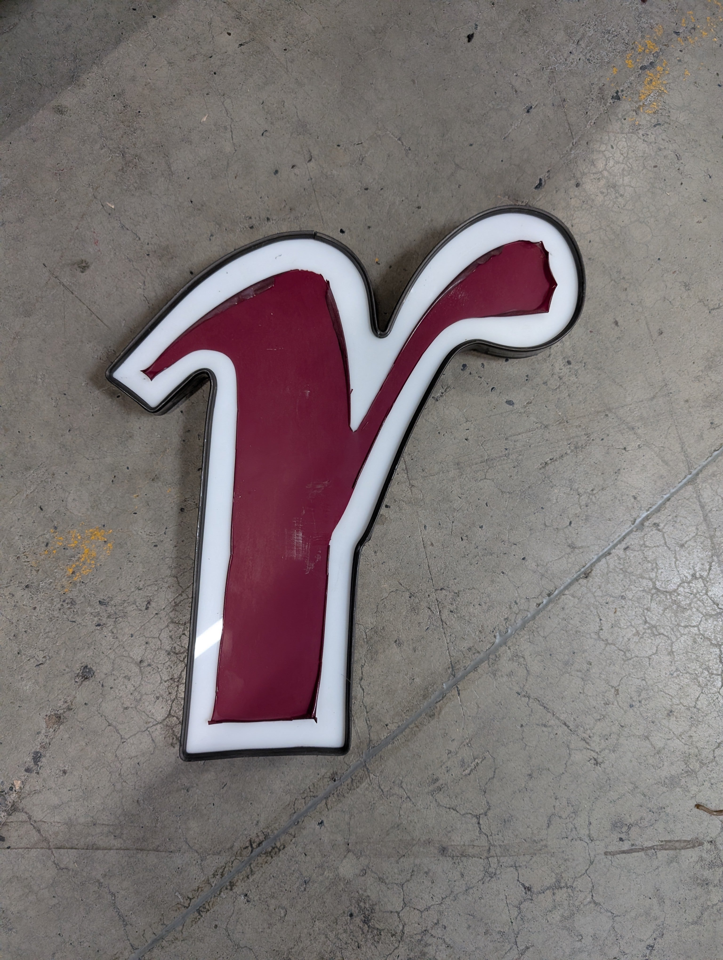 Vintage Industrial Red and White R sign
