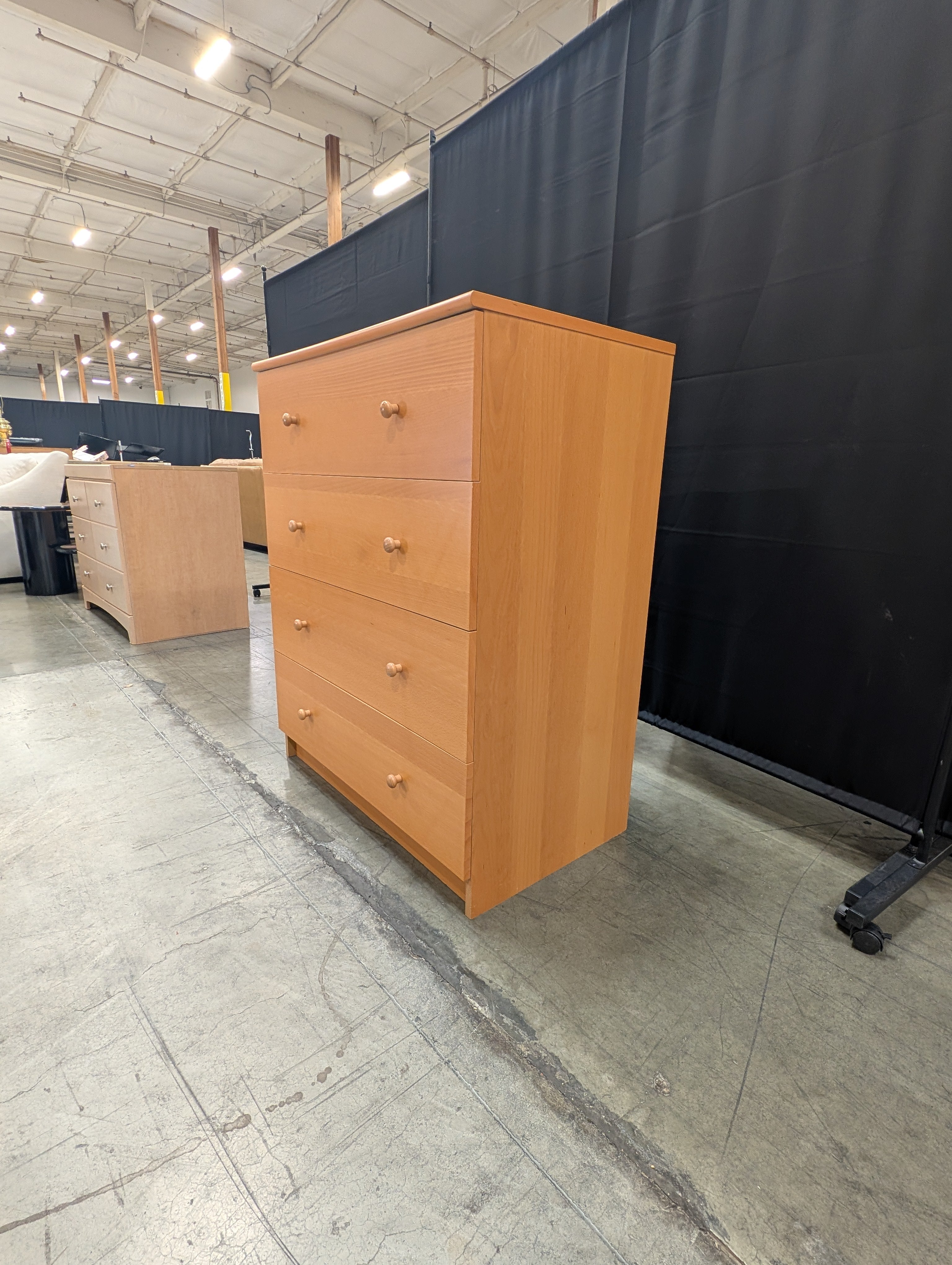 Five-Drawer Wooden Storage Chest with Round Knobs