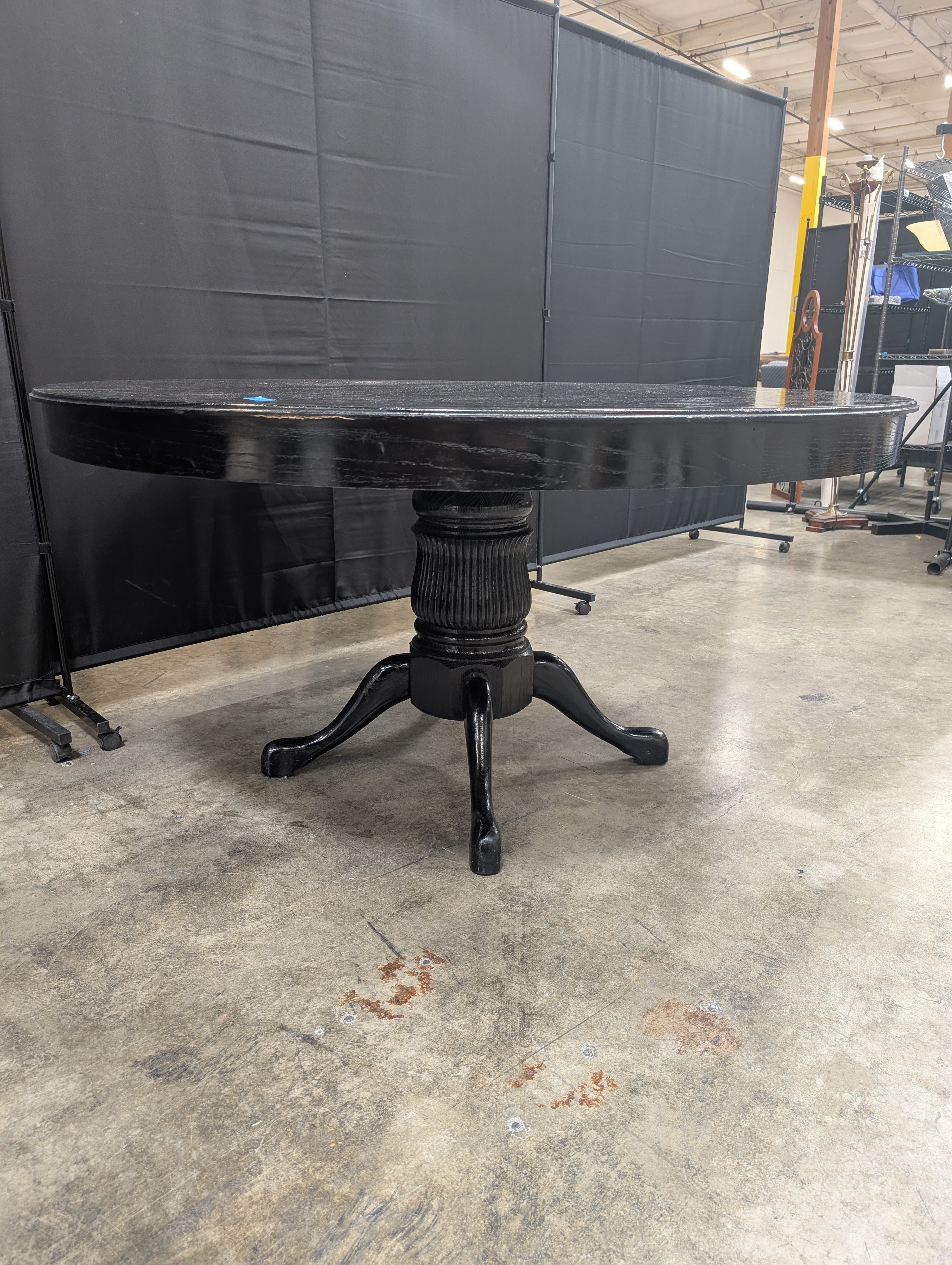 Round Black Pedestal Poker Table with Cup Holders