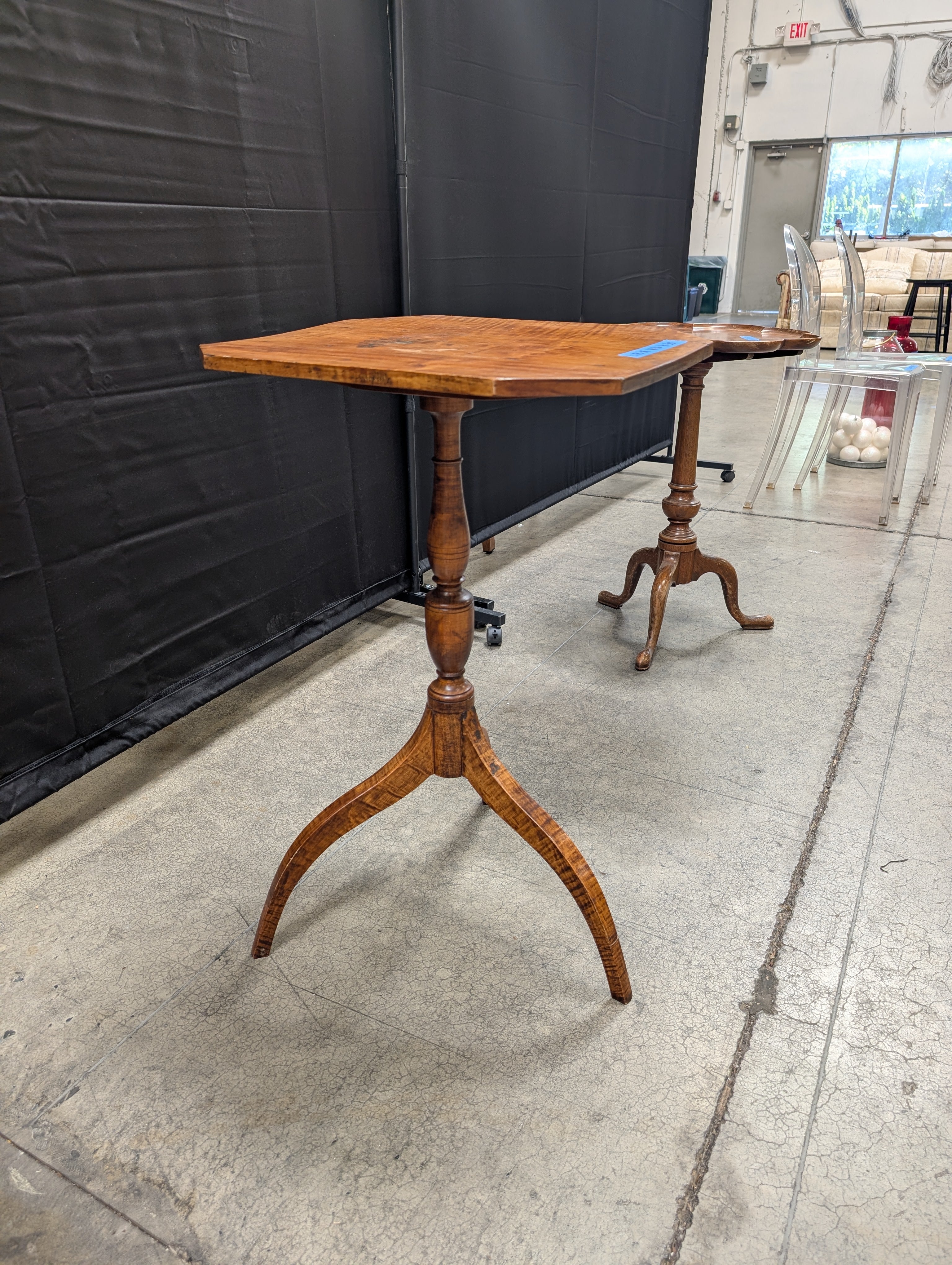 Octagonal Wood End Table with Tripod Base