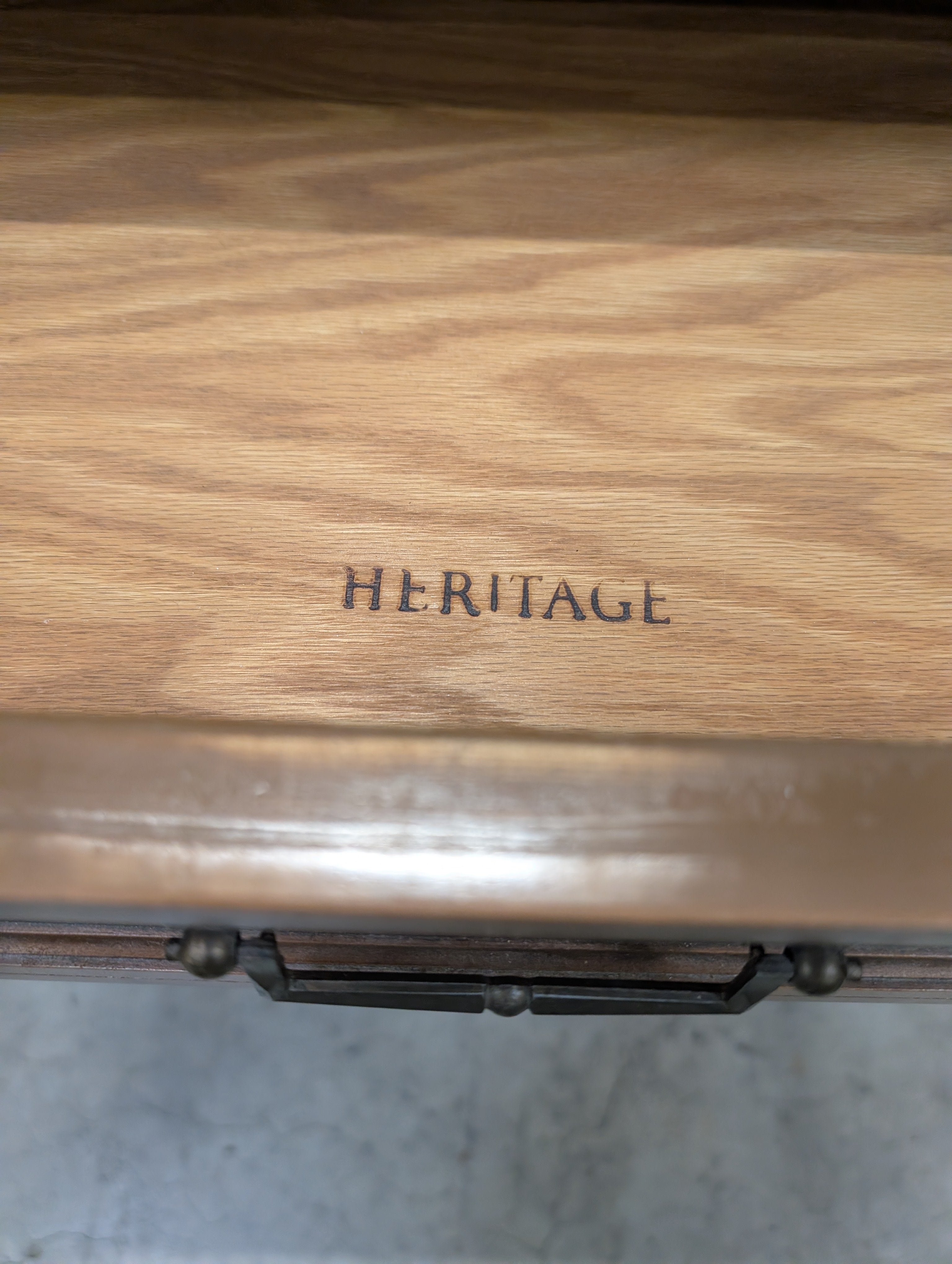 Heritage Stamped Hardwood Nightstand with Lower Shelf