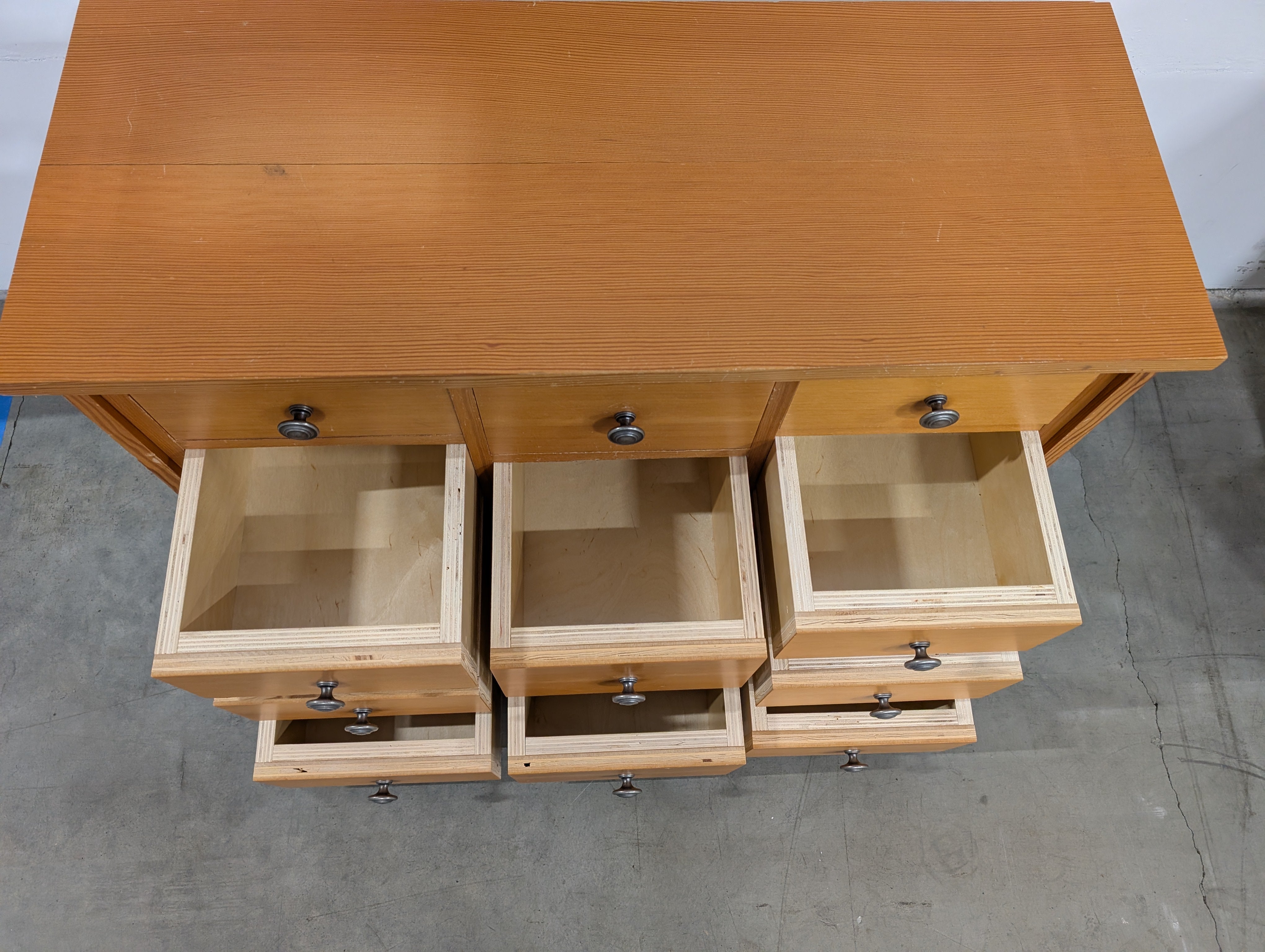 Warm Honey Wood Nine-Drawer Storage Chest