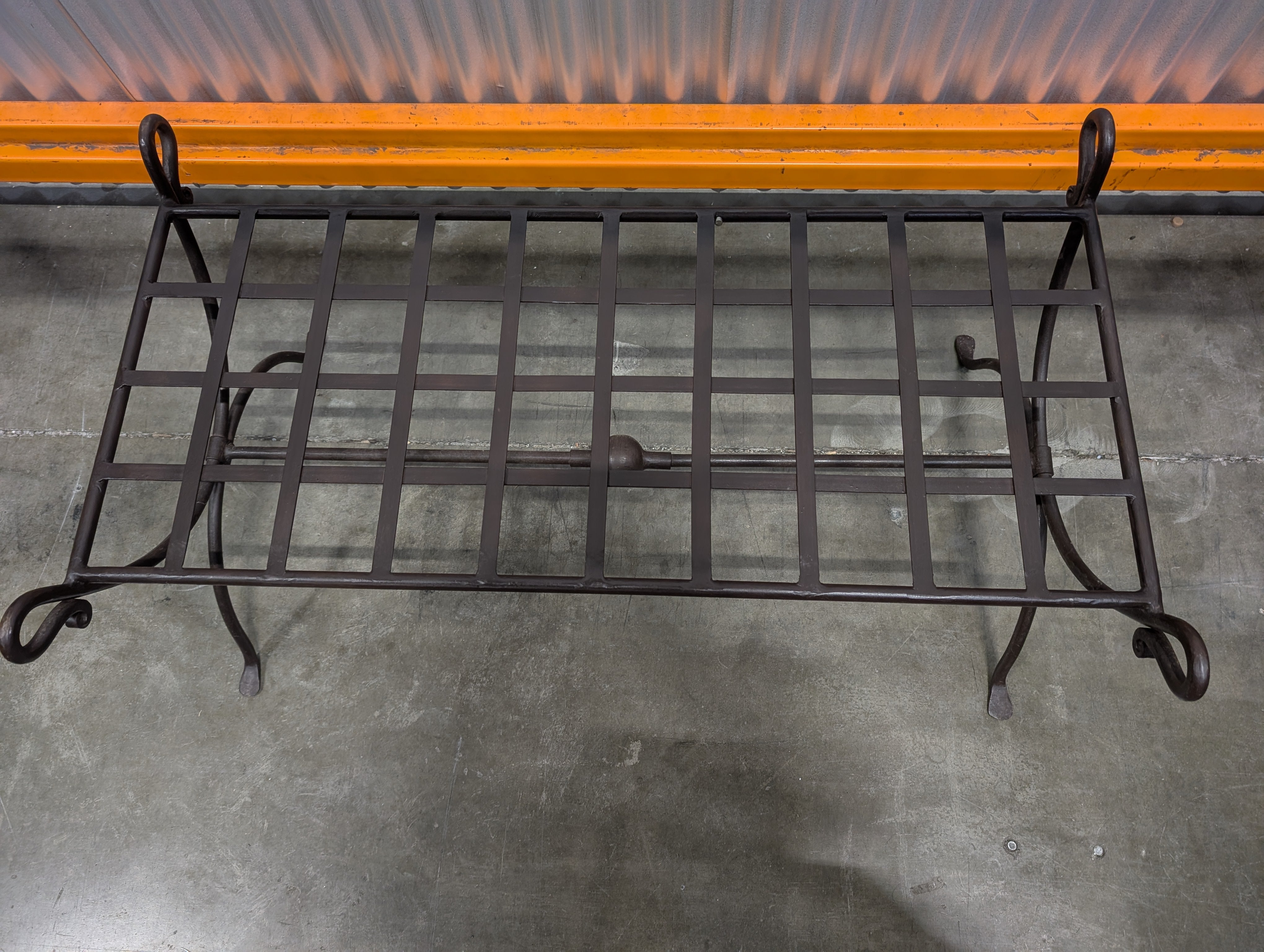 Rustic Dark Metal Grid-Top Plant Stand