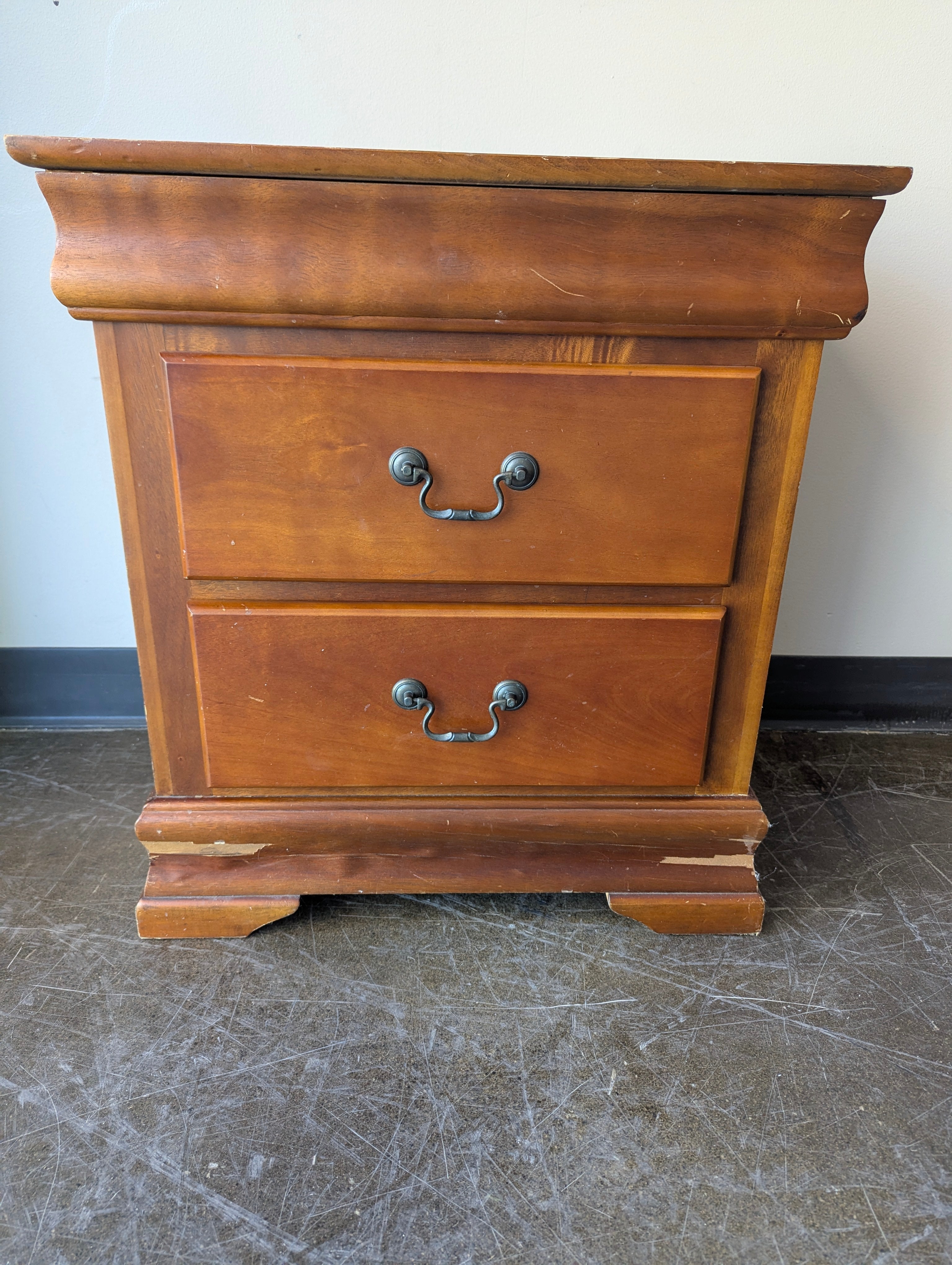 Traditional Wood Nightstand with Two Drawers